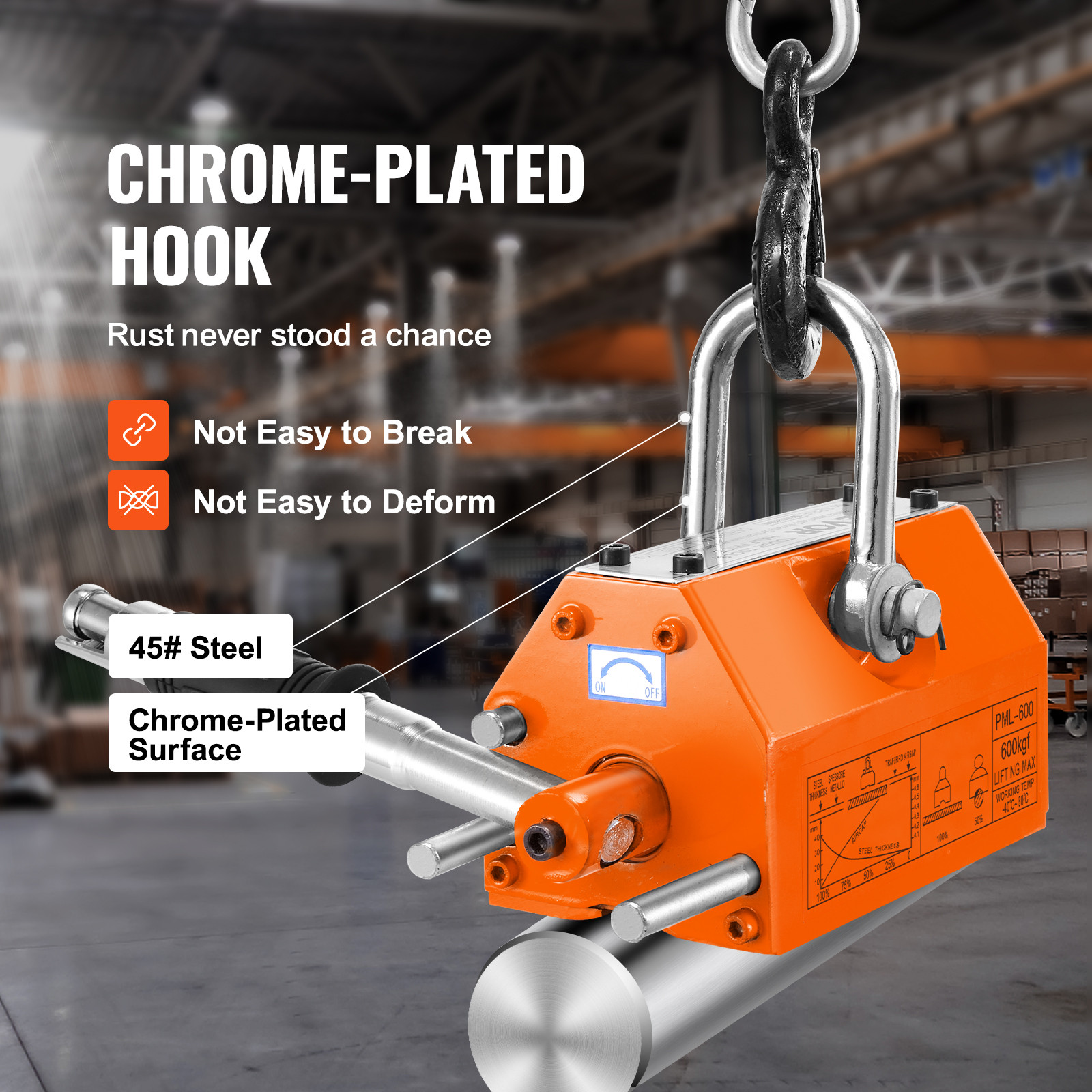 VEVOR Permanent Magnetic Lifter Lifting Magnet 1320 lbs/600 kg Neodymium Hoist