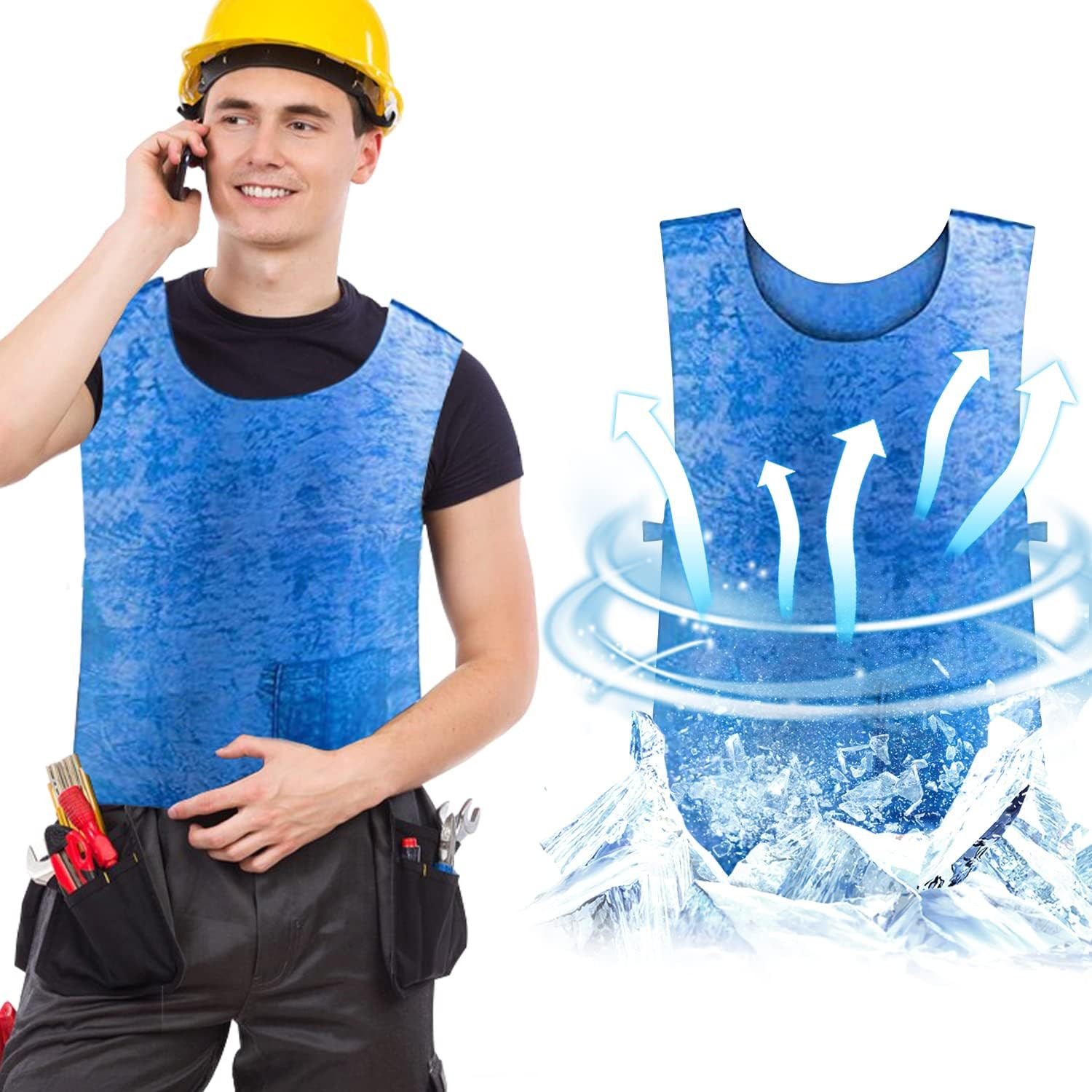 Evaporative Cooling Vest for Men Women: Water Activated Ice Cold Vest for Hot We