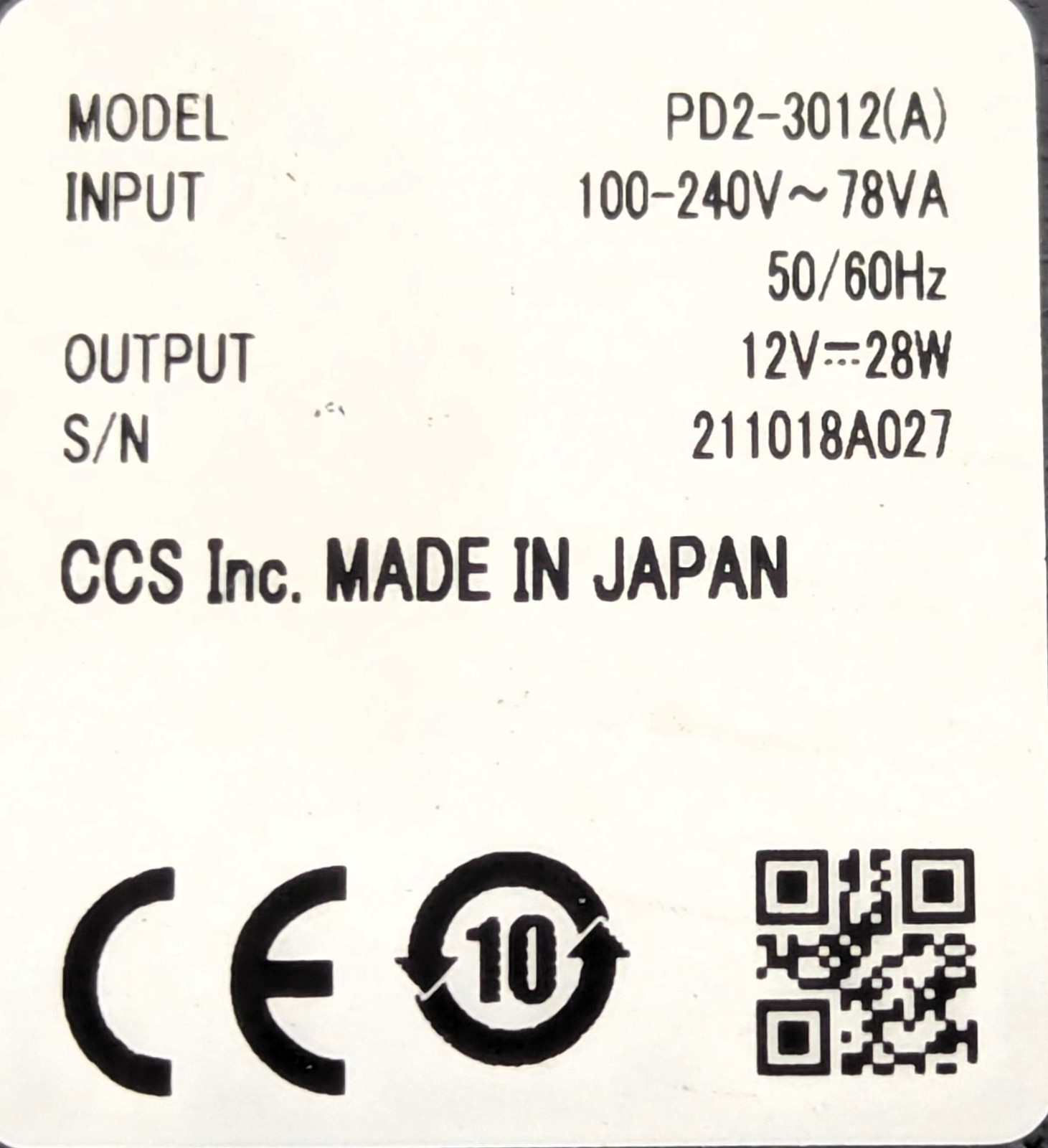 CCS PD2-3024(A) Light Source LED POWER SUPPLY Tested Working Pull [Z3B9]