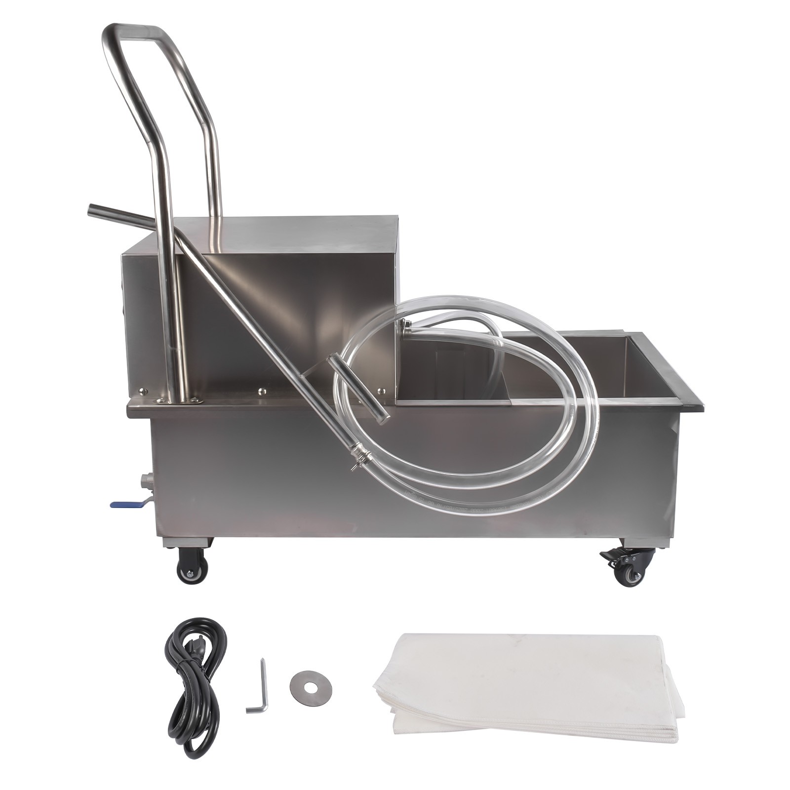 370W 110V Fryer Oil Filter Cart Machine Commercial Cooking Oil Filtration System