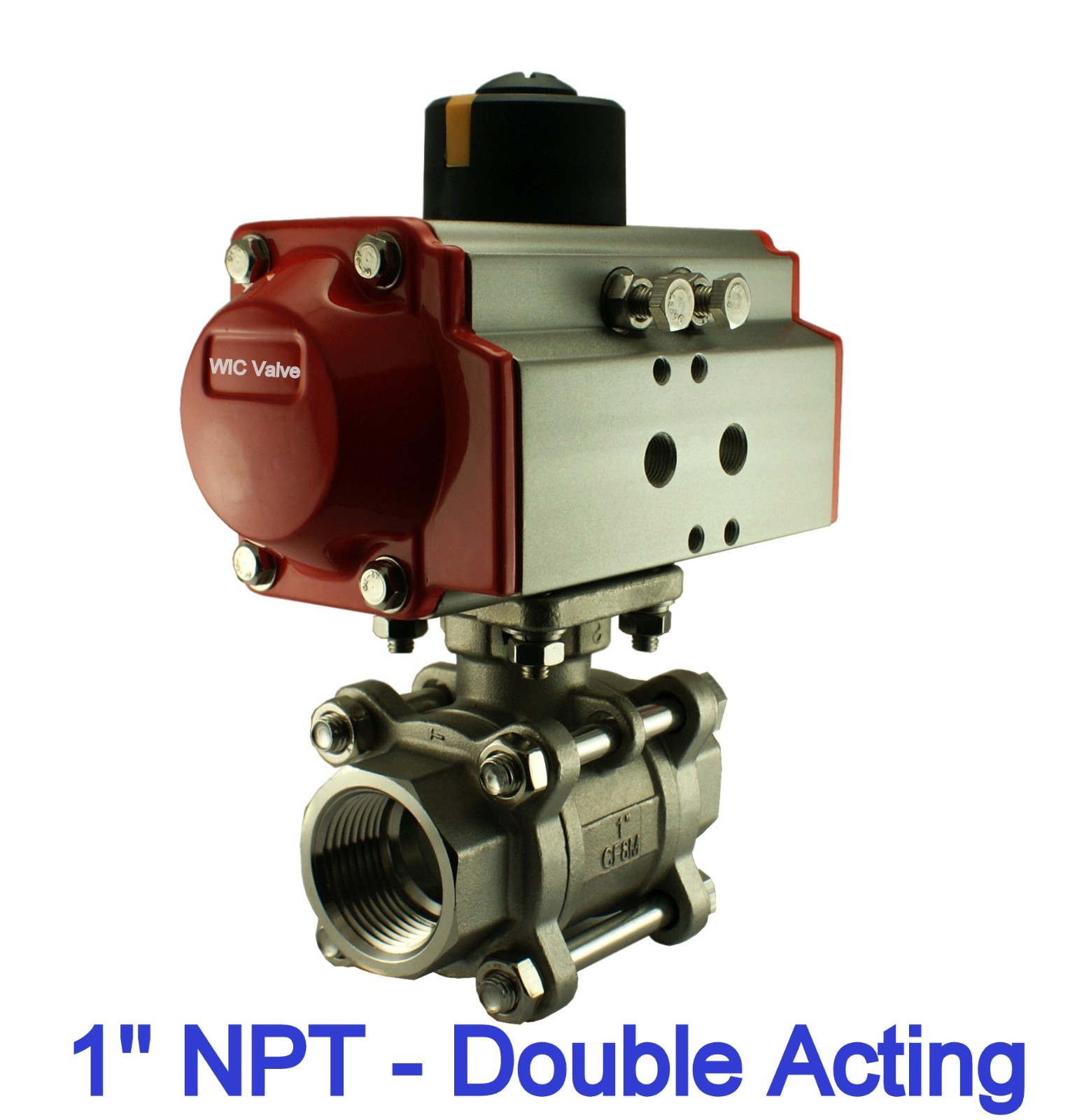 1″ Inch Pneumatic Air Actuated Stainless Ball Valve Double Acting Air Return