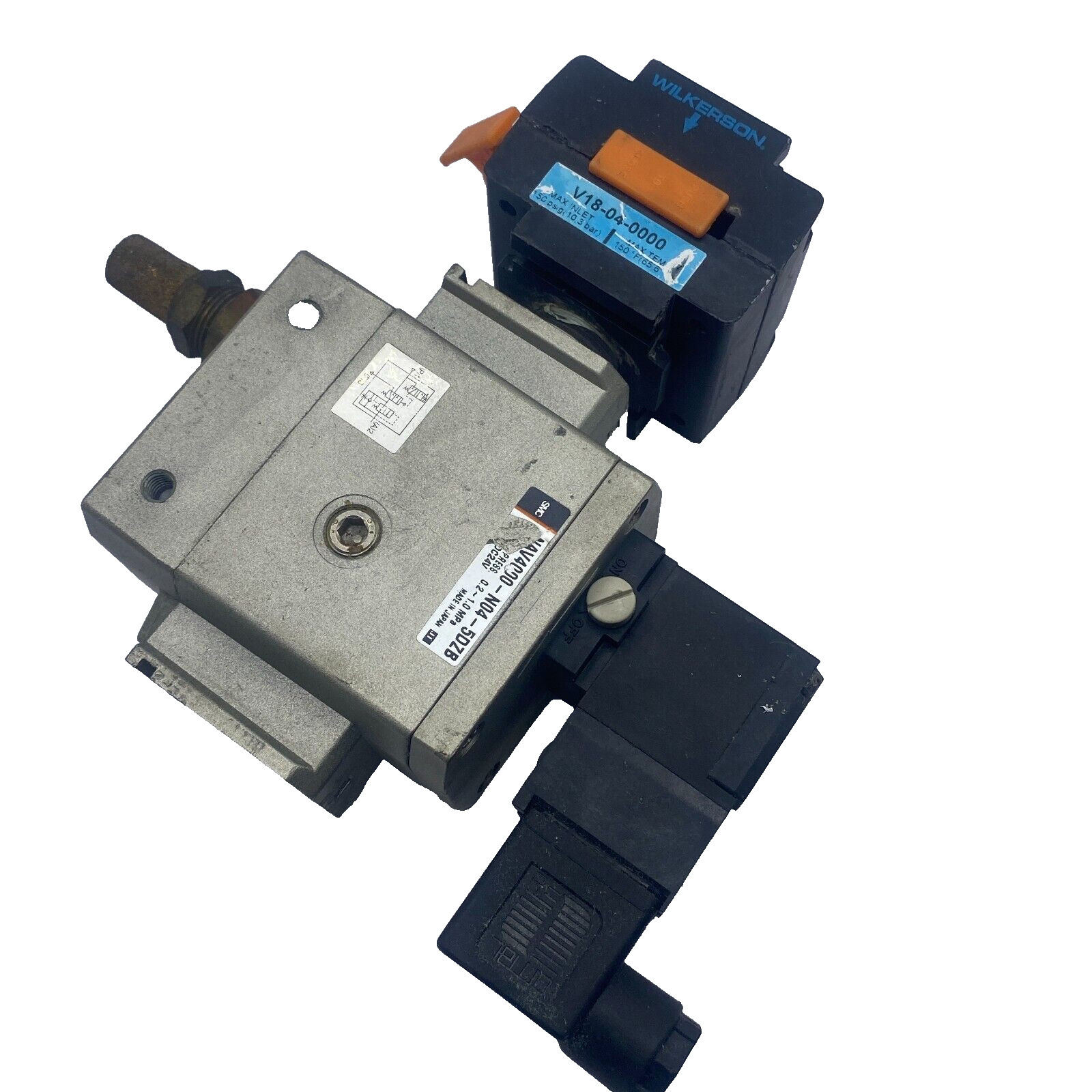 SMC NAV4000-N04-5DZB SOLENOID VALVE SOFT START W/WILKERSON V18-04-0000 VALVE 🎯