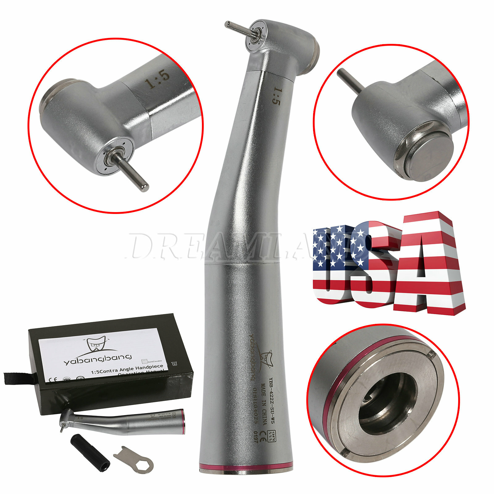 Dental Contra Angle 1:5 20:1 Implant Reduction /Straight Nosecone Handpiece Or