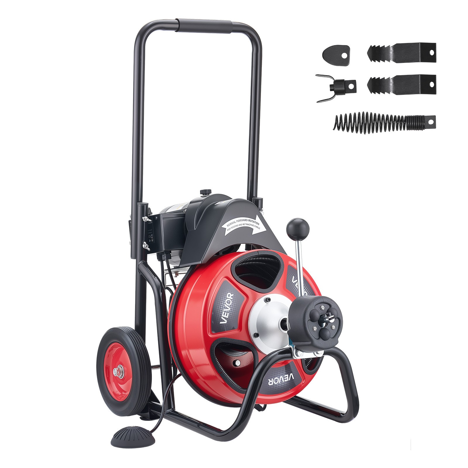 VEVOR Drain Cleaner Machine Electric Drain Auger 100 FT x 3/8 In Auto Feed