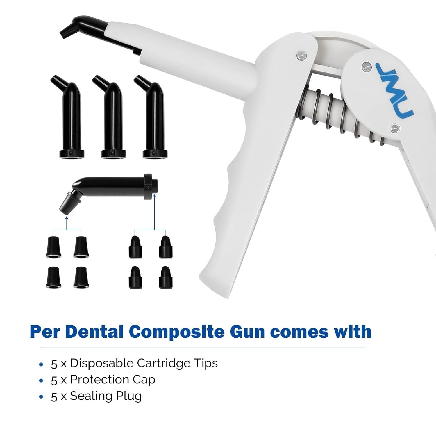 Ergonomic 10 Pack Dental Composite Dispenser Guns with 50 Unidose Tips Included