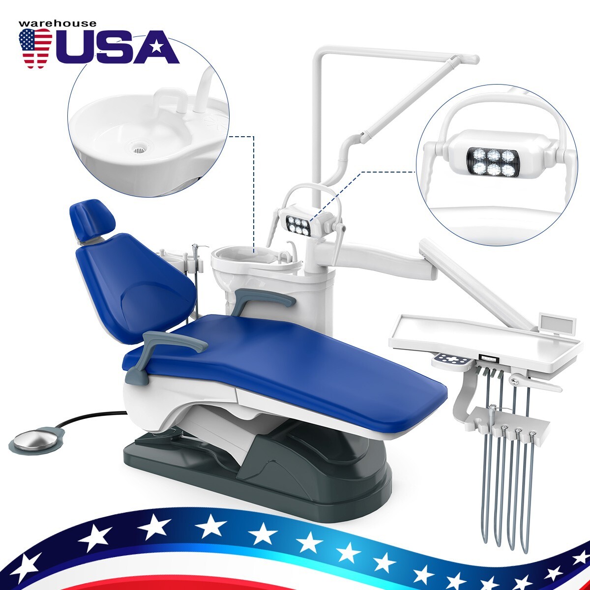 FDA Dental Unit Chair Computer Controlled Motor PU Hard Leather & Doctor Stool