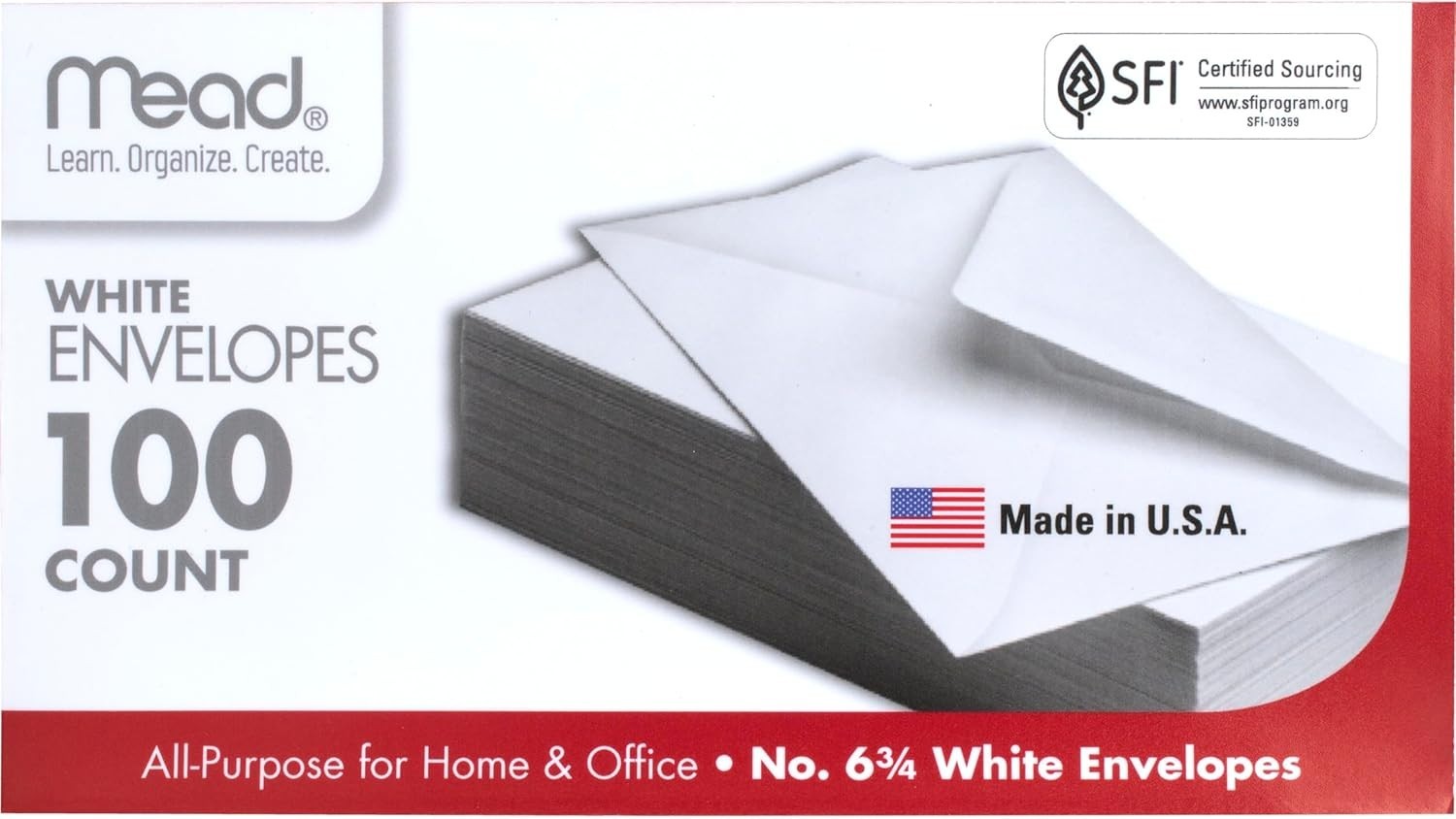 White Security Envelopes 100 Count 6 3/4 inch Gummed Closure for Letters