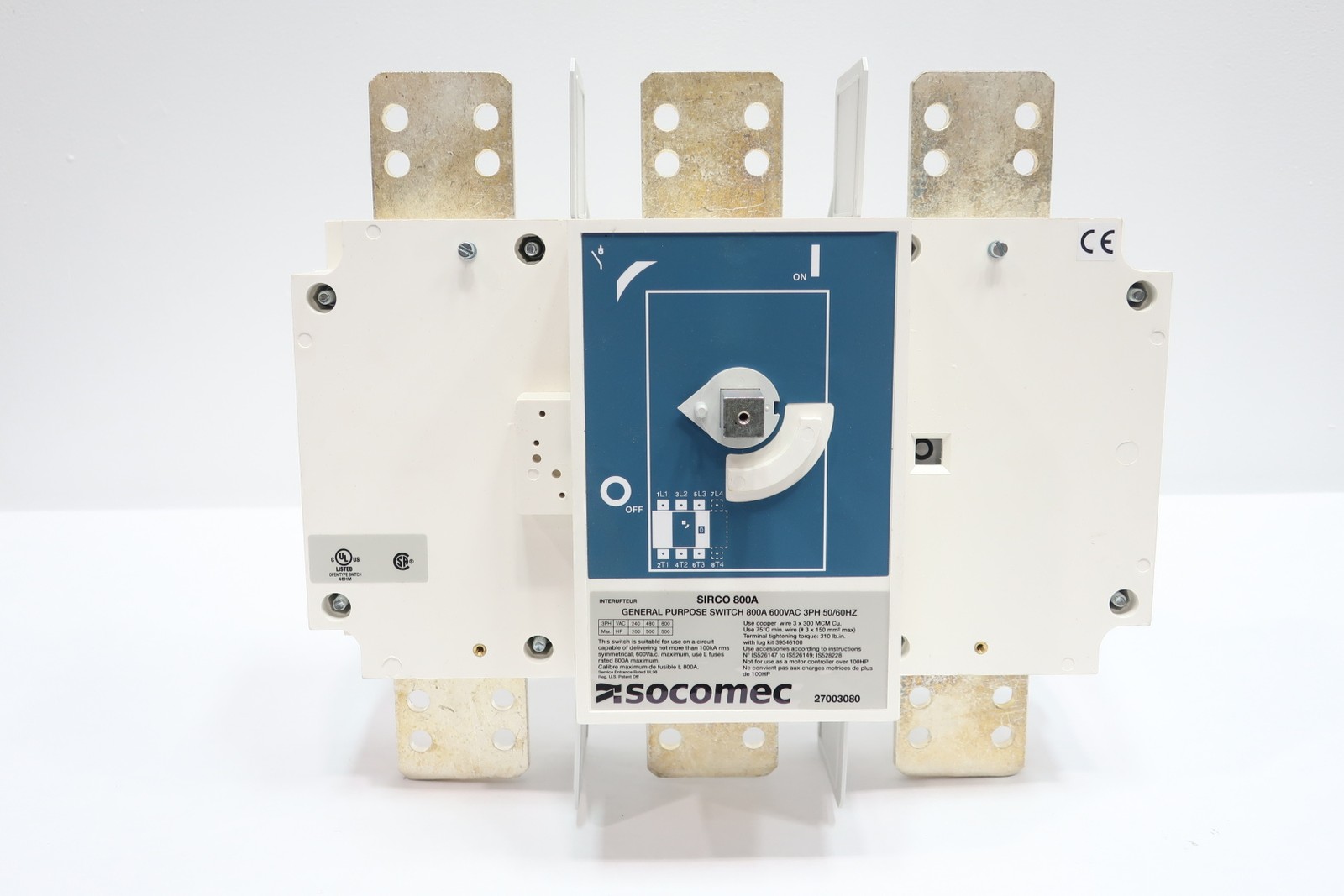 Socomec 27003080 Sirco Load Break Switch 800a Amp 600v-ac 3p