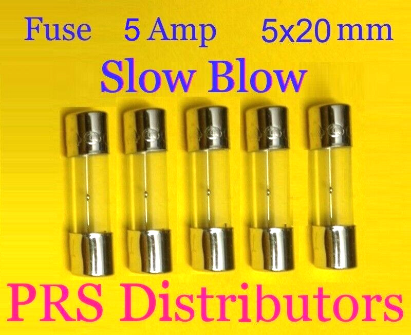 Fuse 5A 250V 5X20mm SLOW BLOW Glass Fuse 5 Amp 250 Volt 5 pieces USA SELLER