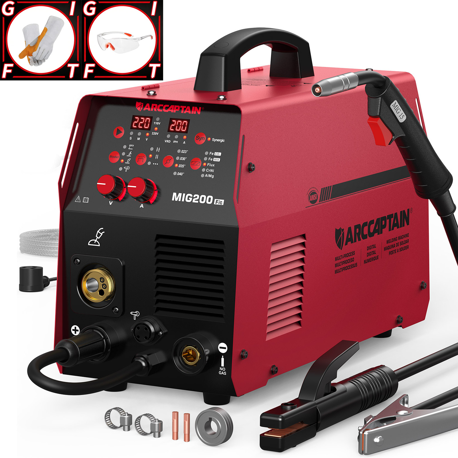 ARCCAPTAIN 200A Aluminum MIG Welder 6 in 1 Multiprocess Welder with Synergy 2026
