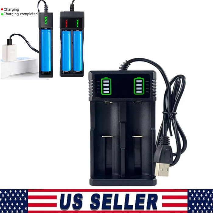 2-Slot Intelligent Battery Charger For 18650 14500 16340 Rechargeable Battery