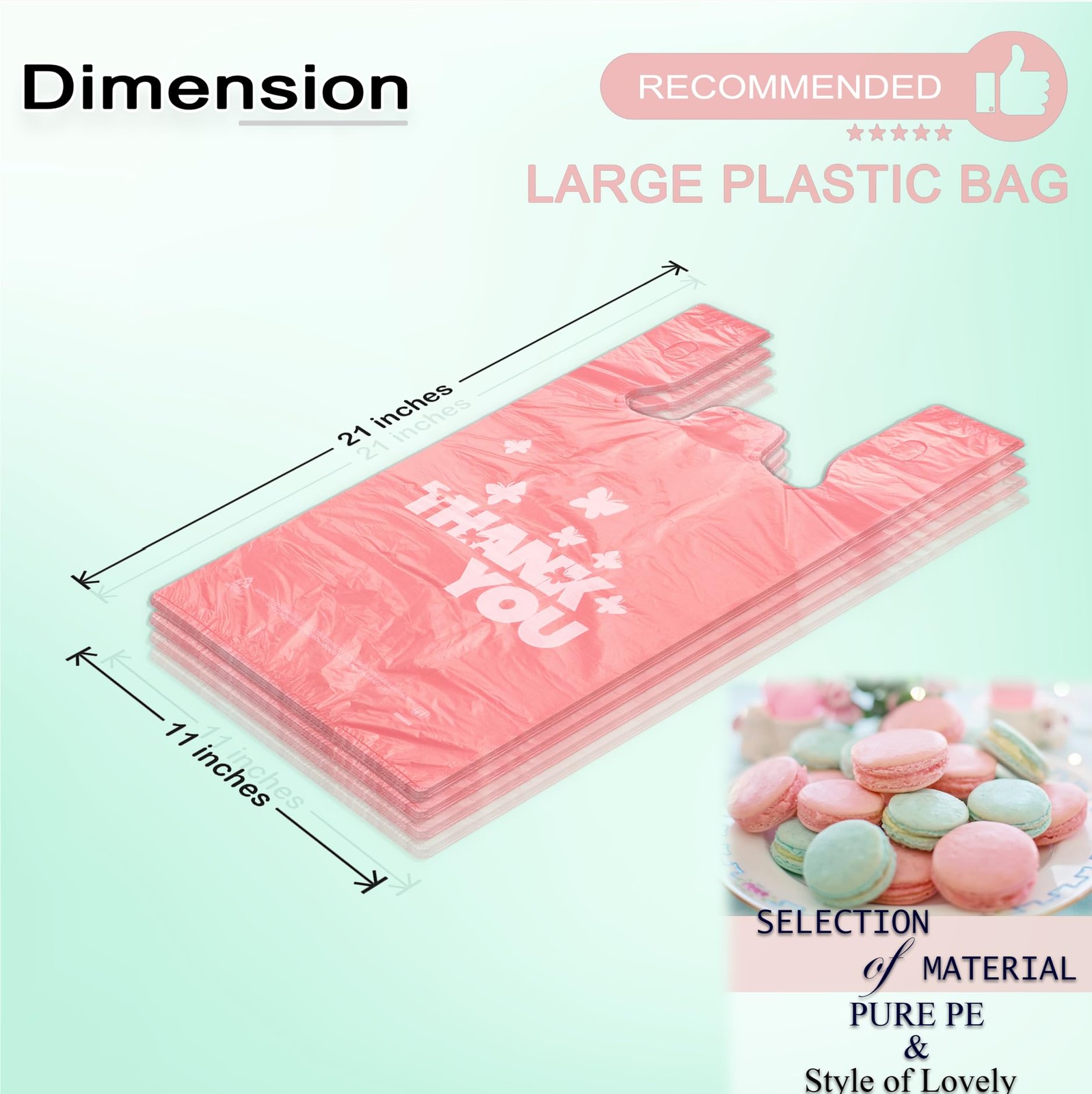 PINK Thank you bags, 100PCS T shirt bags, To Go Bags,Grocery bags, Reusable a…