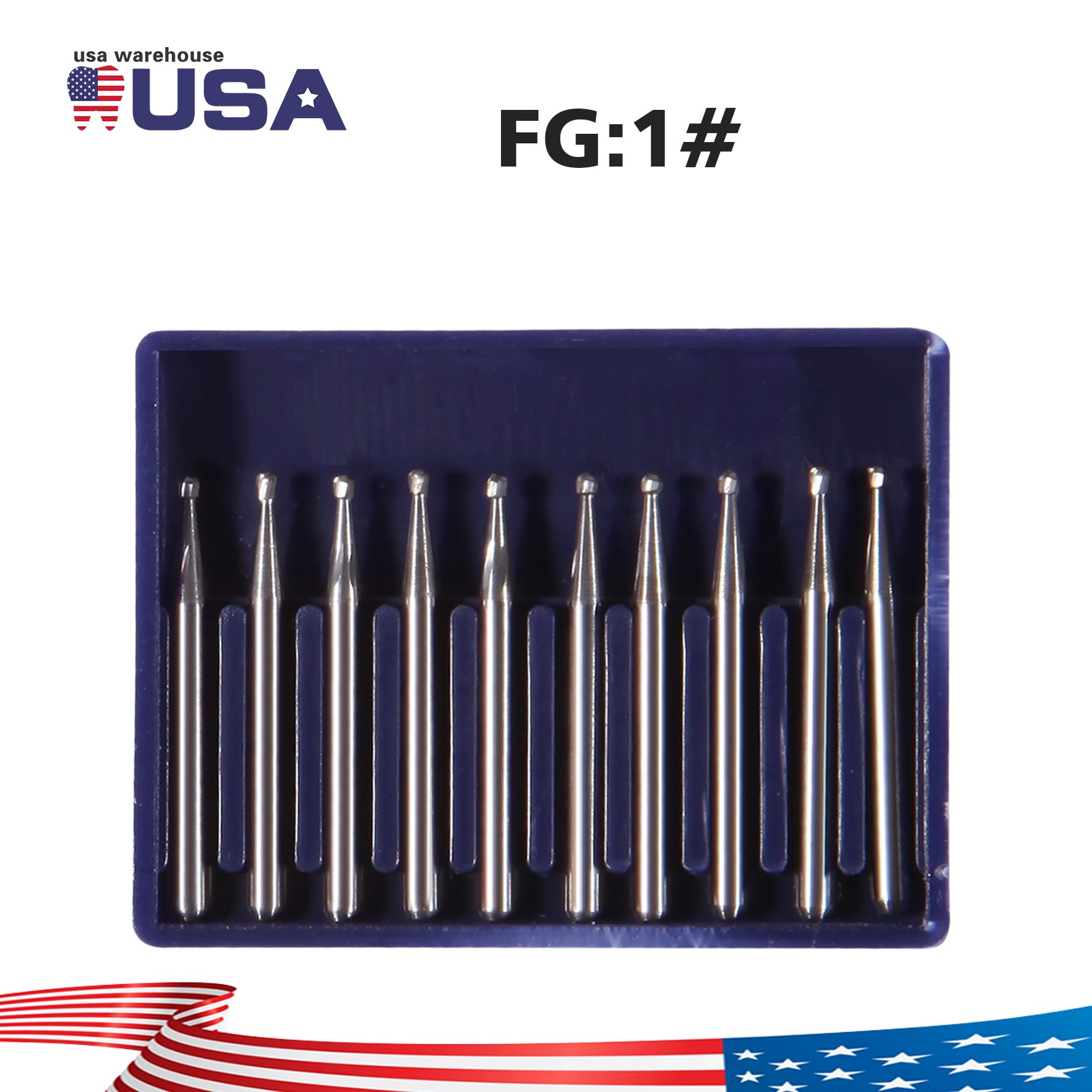 10-100 Dental Carbide Burs for High Speed Handpiece Round Cone FG Bur/RA Low
