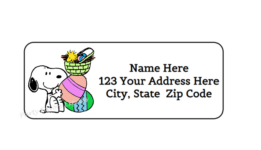 30 CARTOON DOG EASTER PERSONALIZED RETURN ADDRESS LABELS 1 in X 2.625 in