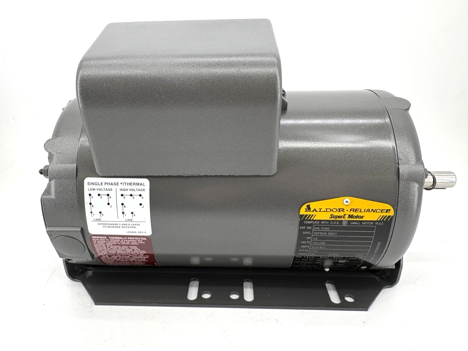 New Baldor ERL1319A 1.5HP ODP Motor 115/230V 1PH 1800RPM 56H Frame