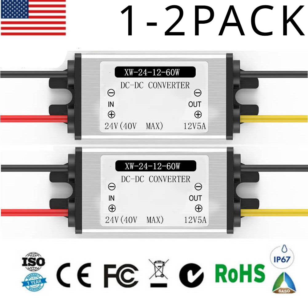DC 24v to 12v Step Down Converter Reducer Regulator 5A 60W Power Supply Adapter
