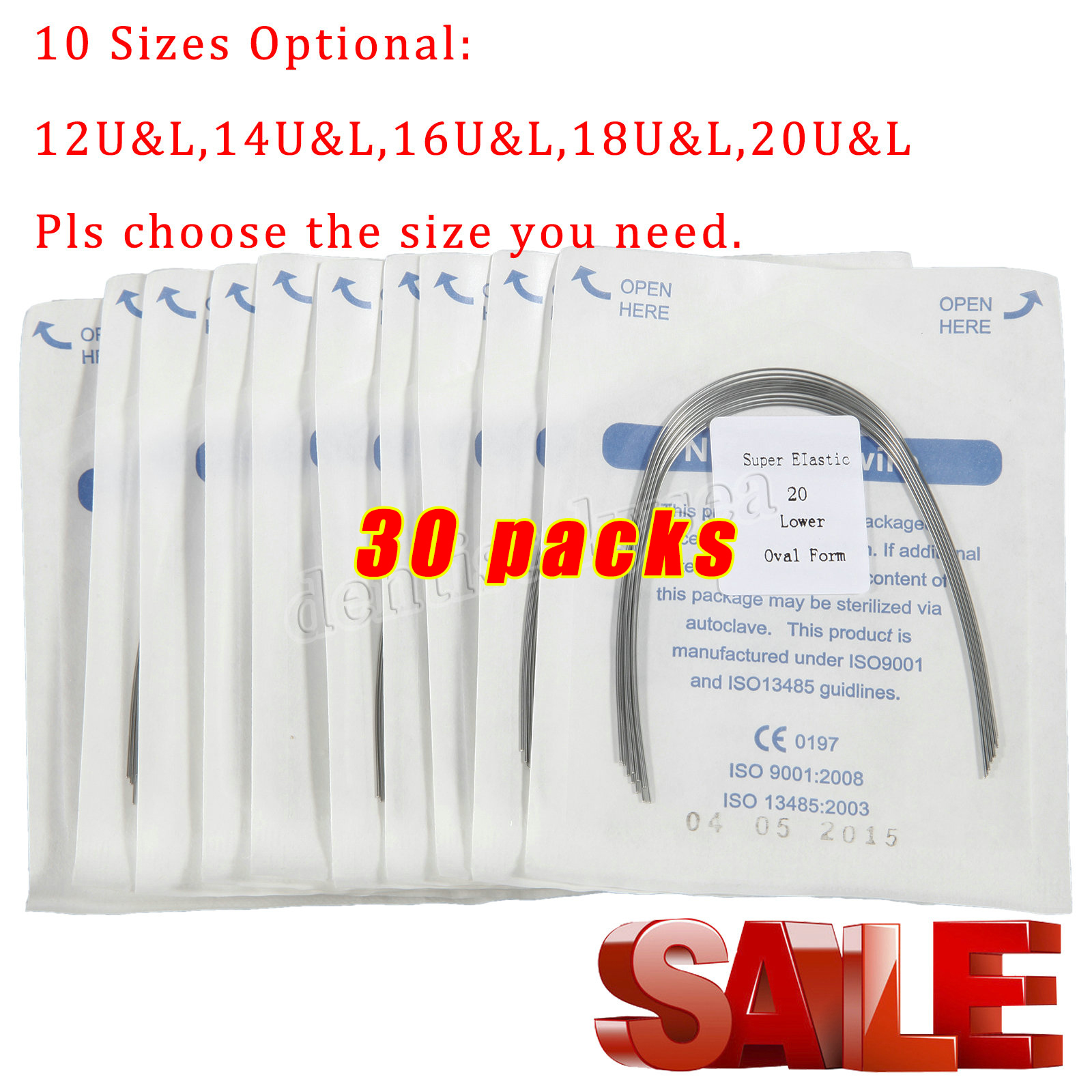 30Packs Dental Orthodontic Super Elastic Niti Arch Wire Round Ovoid Form 300PCS