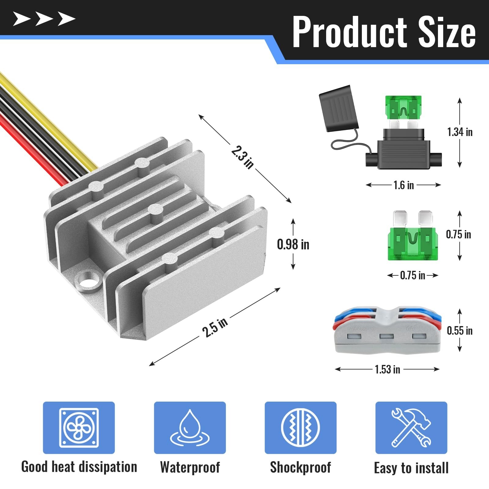 10A 120W Golf Cart Converter 48V/36V to 12V Voltage Reducer Step Down Regulator