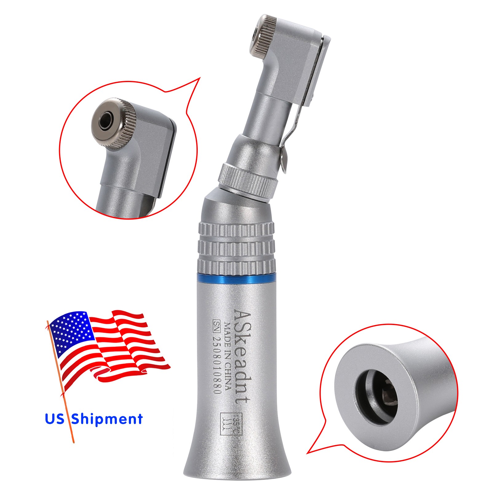 1X E-type Dental Contra Angle Handpiece Slow Low Speed Contrangle Fit NSK FDA