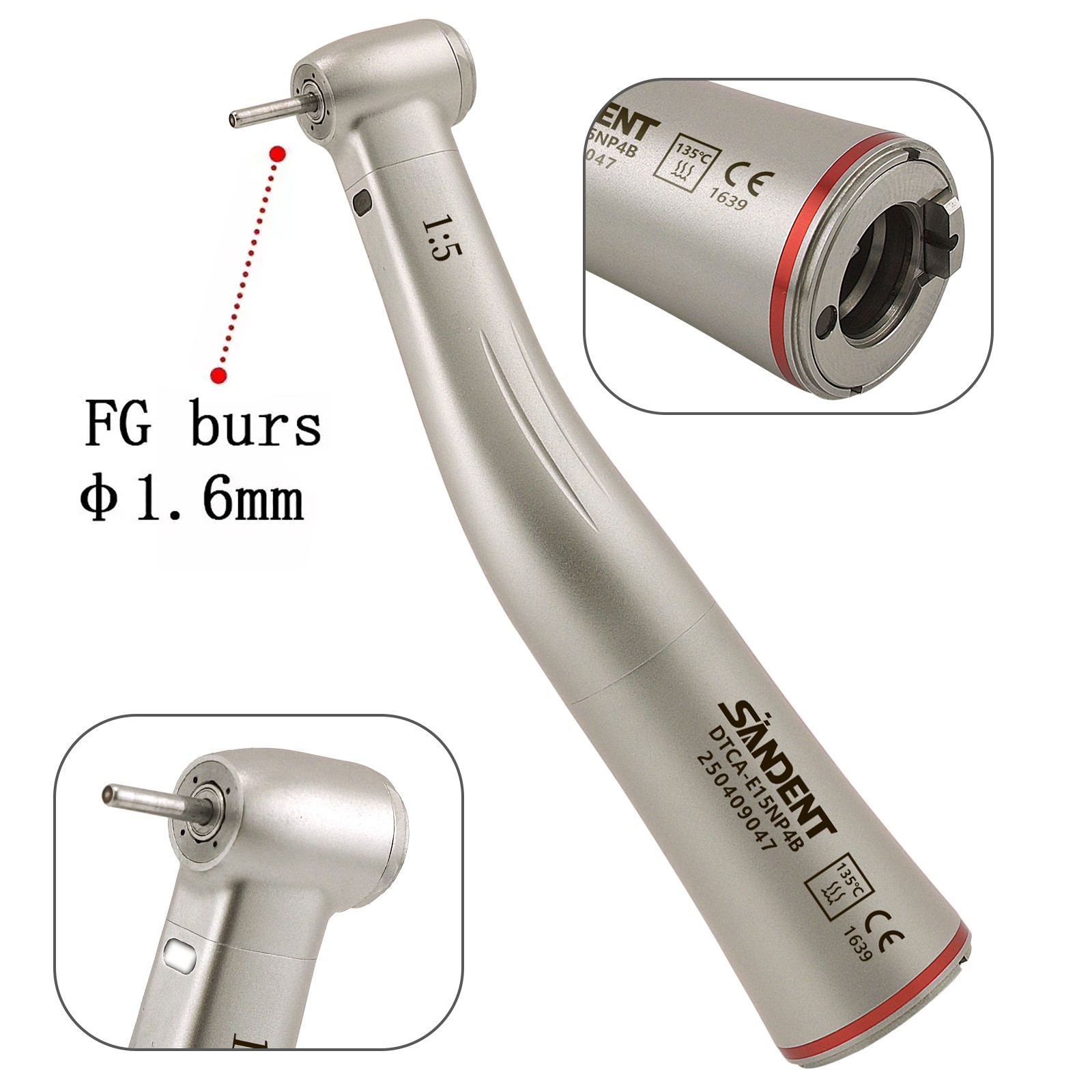 1:5 LED Electric Handpiece High Speed Contra Angle TI-MAX Fit NSK X95L Z95L