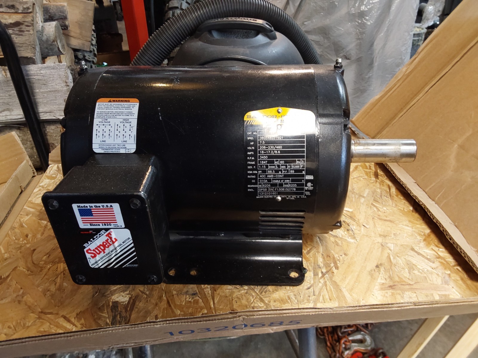 Baldor Reliance Super E Motor 7.5 HP 3 Phase 230/460V 3450 RPM OPSB