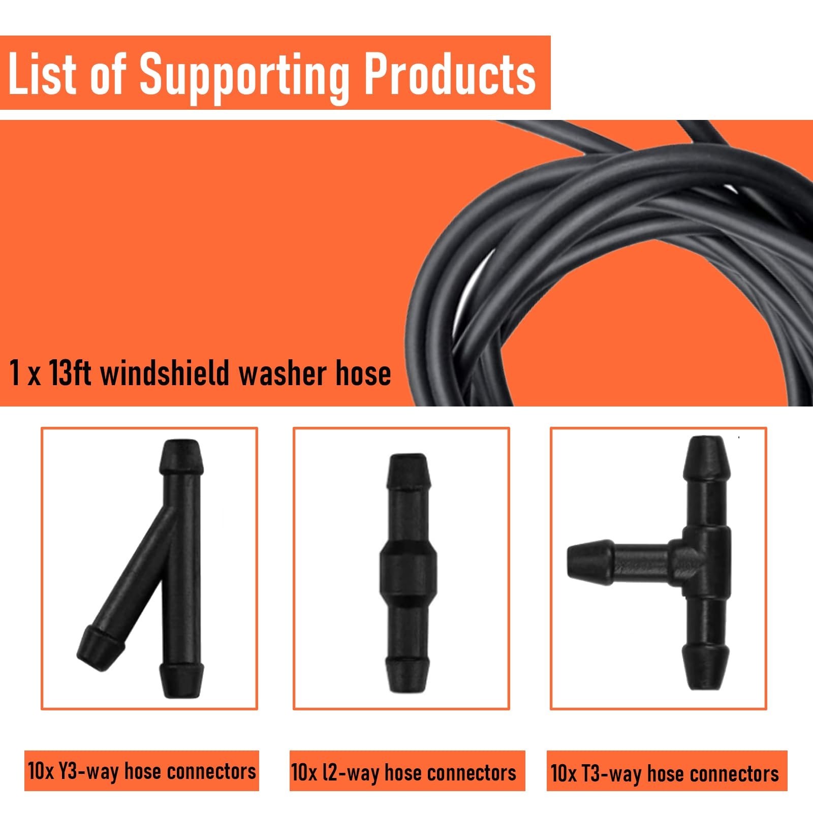 4M/13Ft Universal Washer Fluid Hose with 30 Hose Connectors, Car Windshield W…