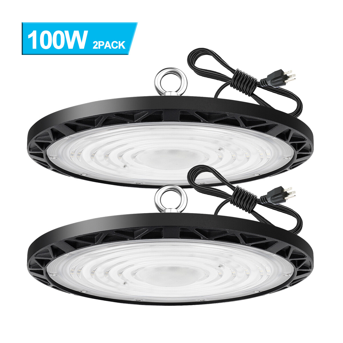 2Pack 100W UFO LED High Bay Light Industrial Commercial Warehouse Gym Shop Light