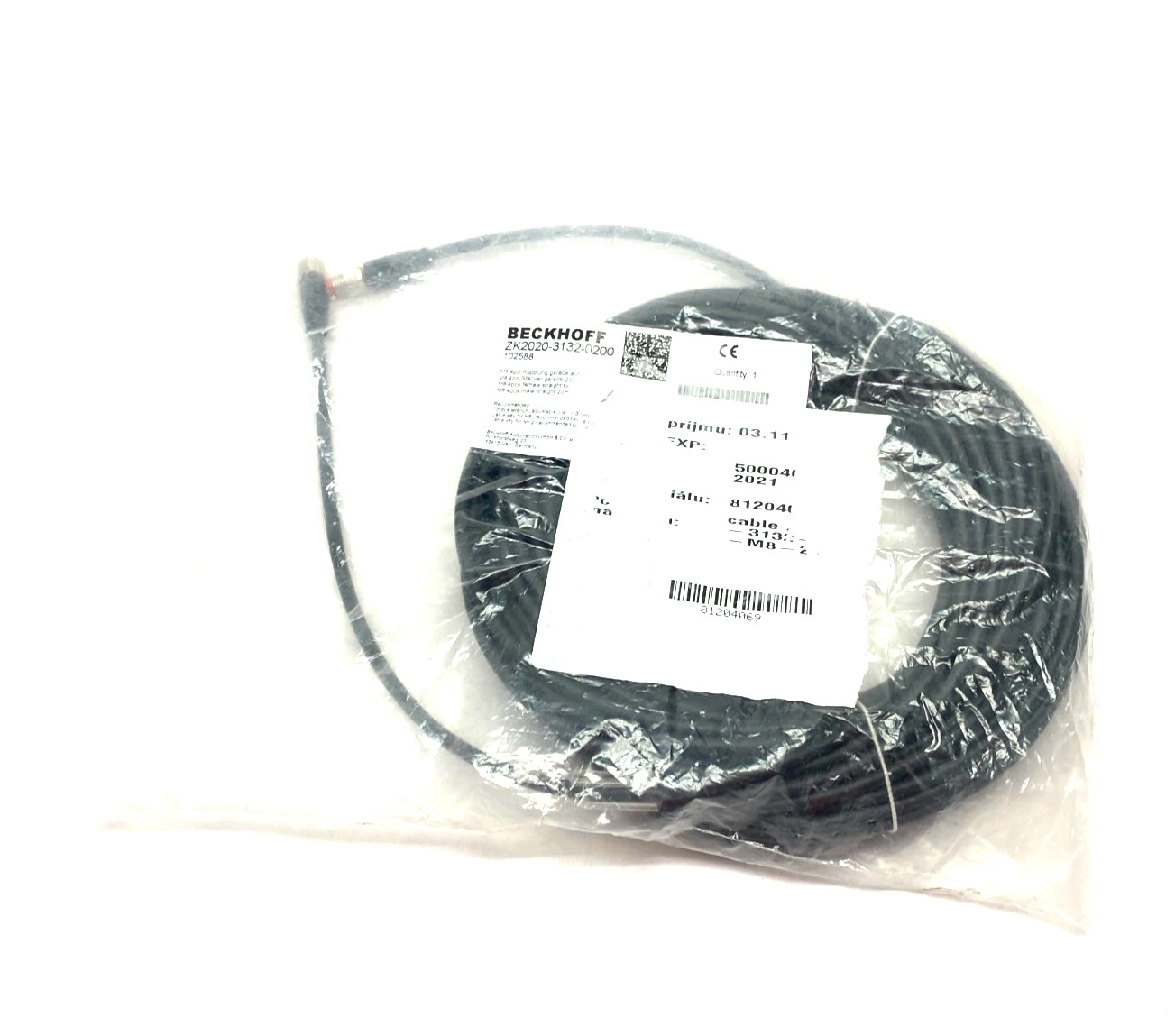 Beckhoff ZK2020-3132-0200 Double Ended Power Cable M8 4-Pin 20m Length 102588