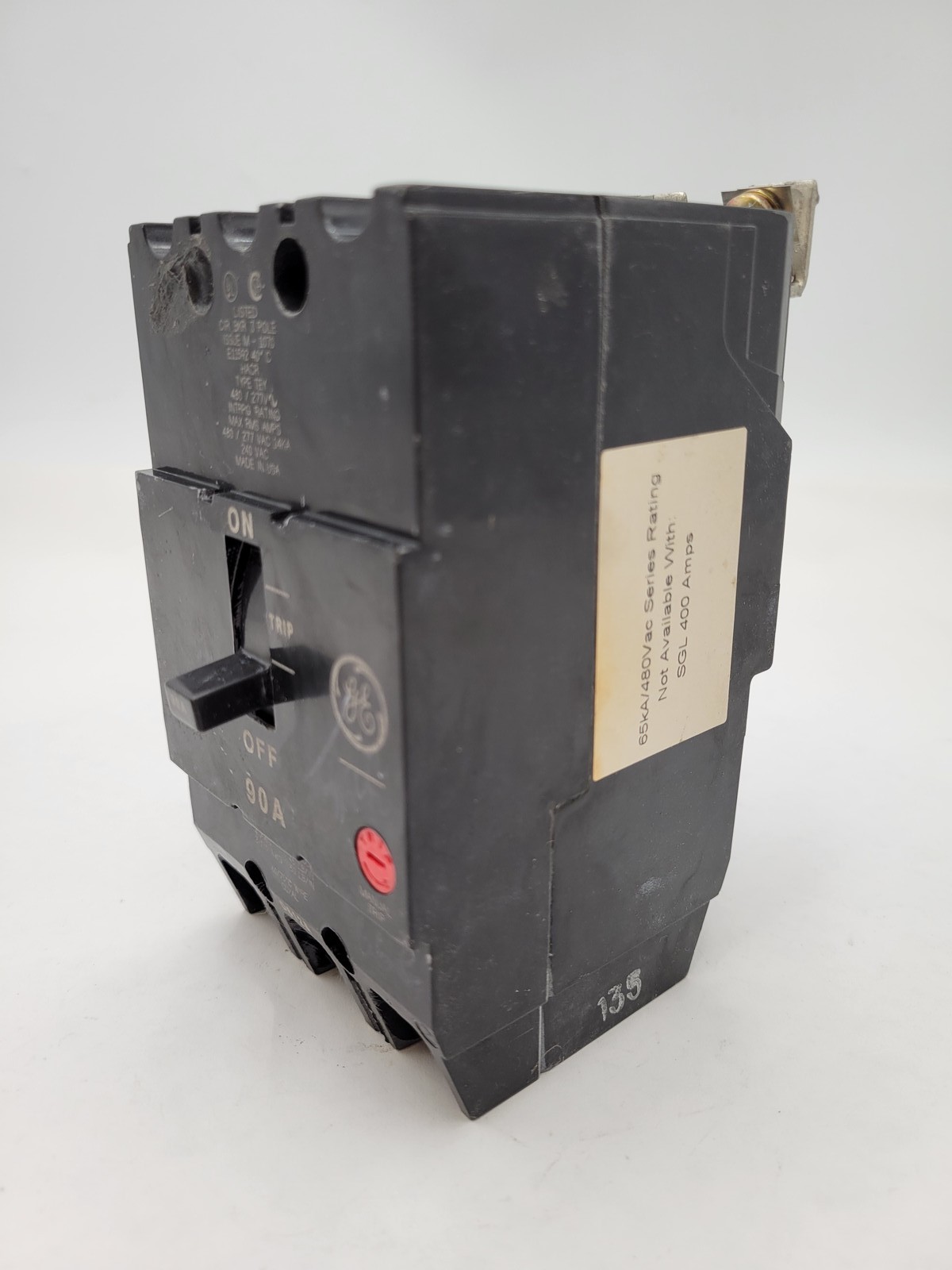 General Electric TEY390 Bolt-On Circuit Breaker 90A 3P 3PH 480/277V Type TEY