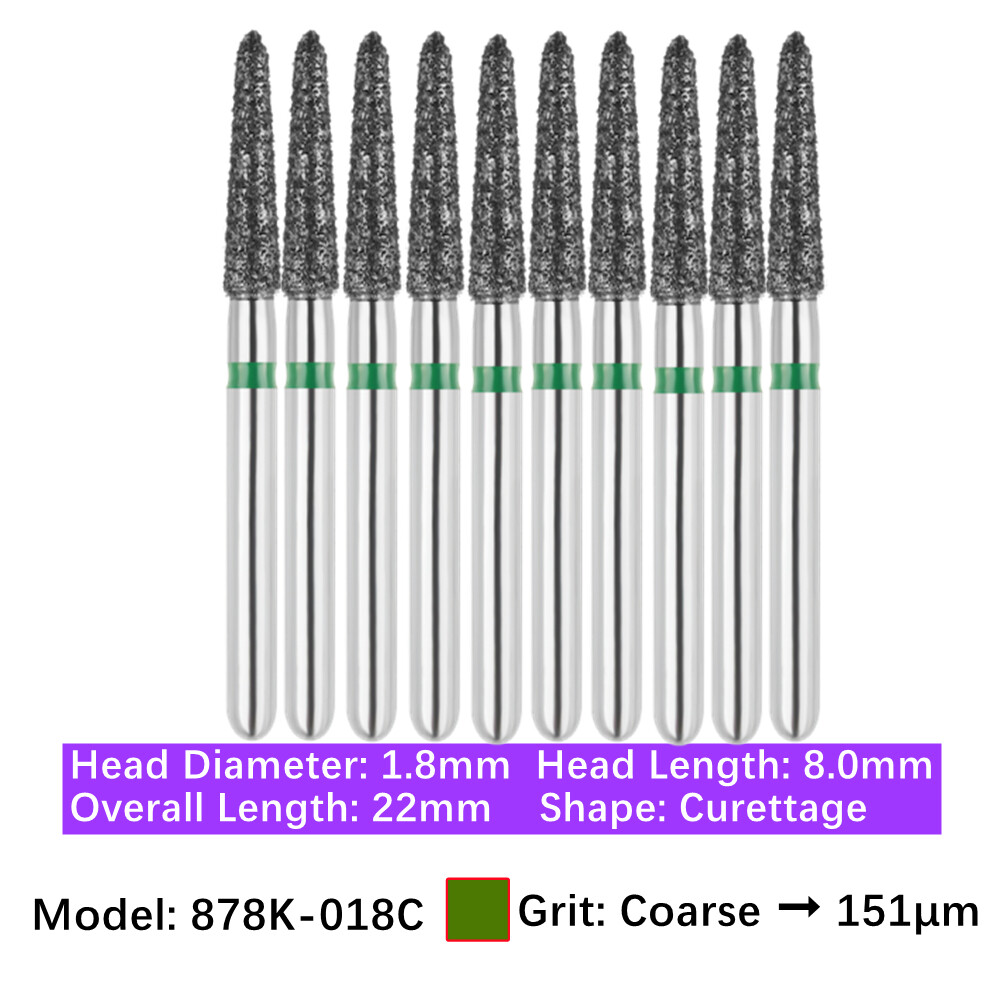 10pc Dental FG Diamond Burs Bevel Cylinder & Gingival Curetage Polishing Burs