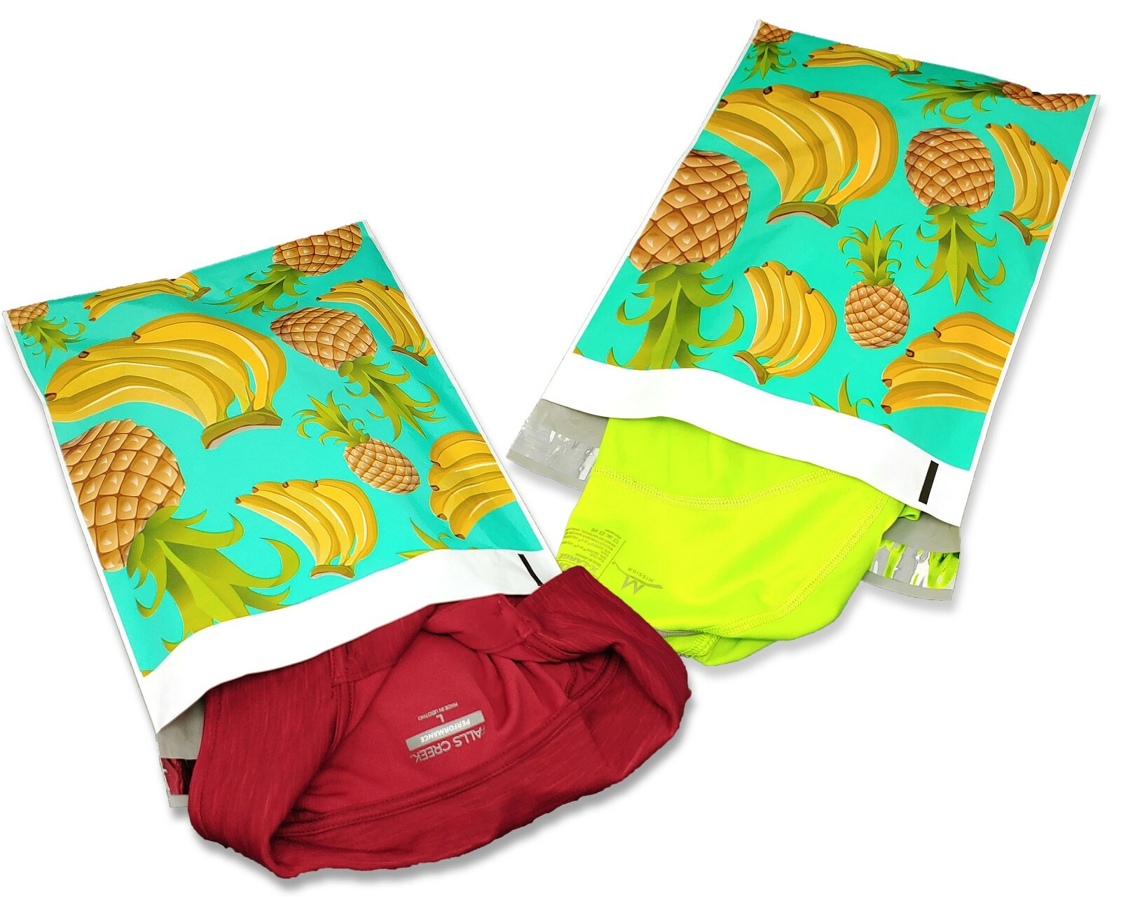 Poly Mailers 10×13 Tropical Theme Teal Pineapple Banana Shipping Mailing AQUA