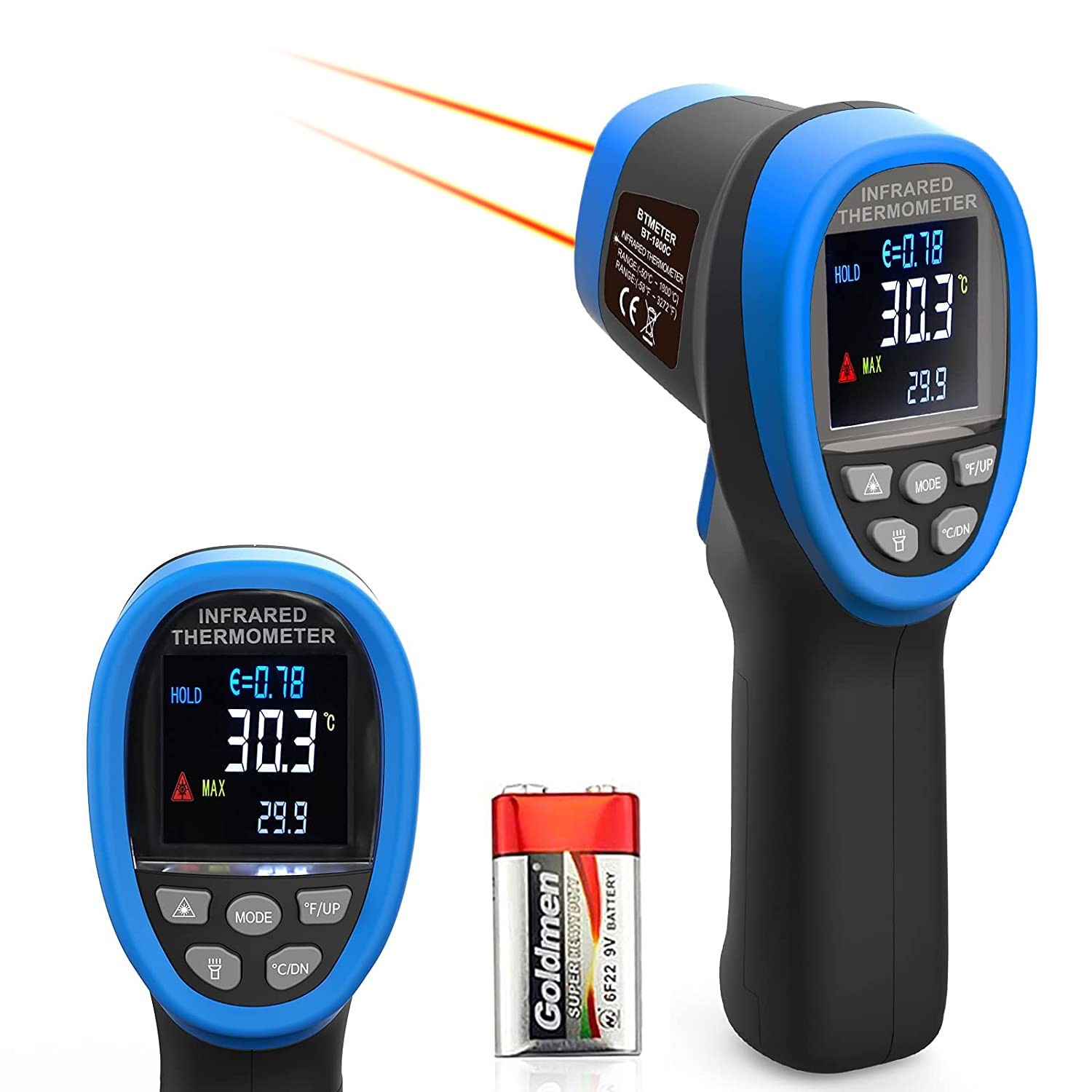 BT-1800C Pyrometer -58°F ~3272°F (-50~1800℃) IR Temp , D:S 50:1 High Temperat…