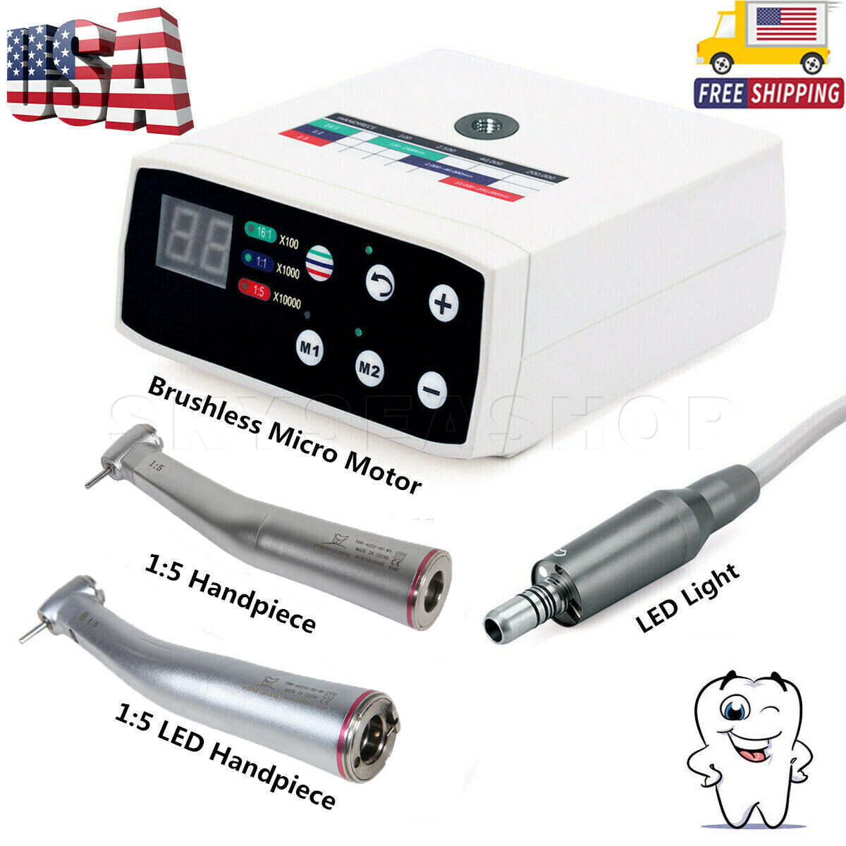 Dental LED Brushless Electric Micro Motor / 1:5 Increasing Handpiece Fit NSK YBB