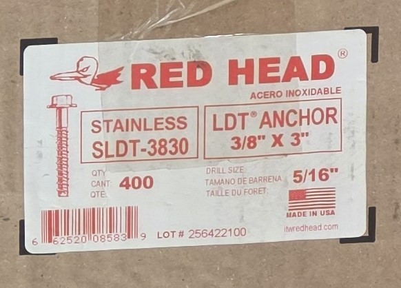 Red Head SLDT-3830 Stainless Large Diameter Tapcon LDT 3/8-Inch by 3-Inch 50/box