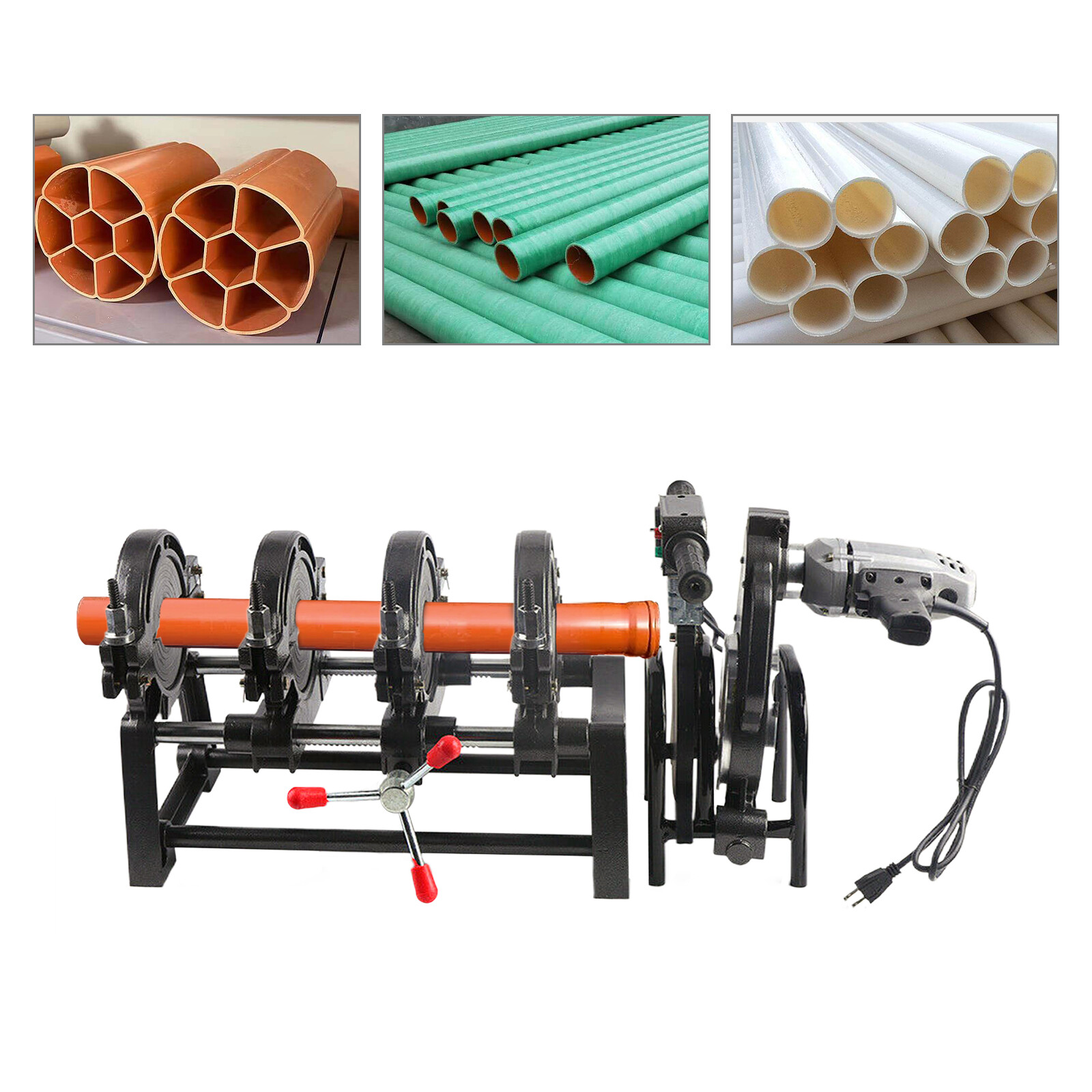 HDPE PP PE Butt Fusion Welding Machine Manual Piping Pipe Fusion Welder 4 Clamps