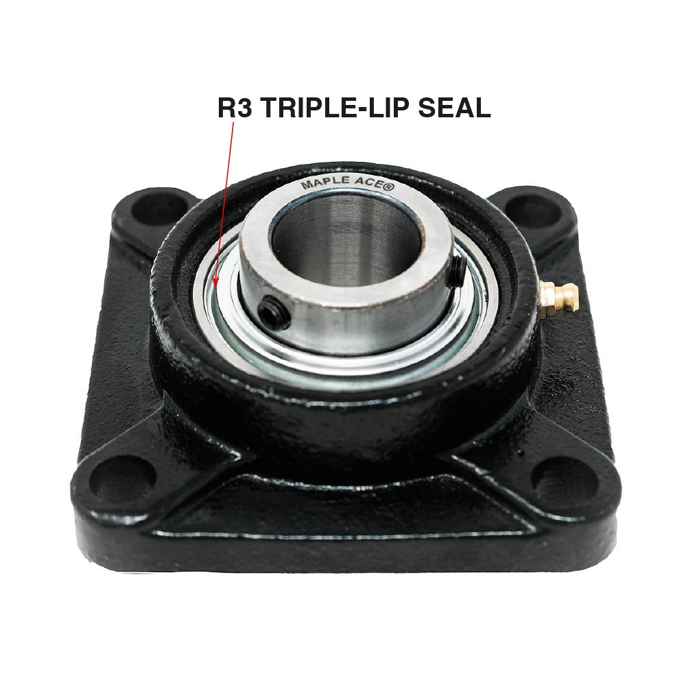 UCF206 Flange Bearing 30mm Bore, 4-Bolt, Solid Base, 3 Lips Seal (Qty 1)
