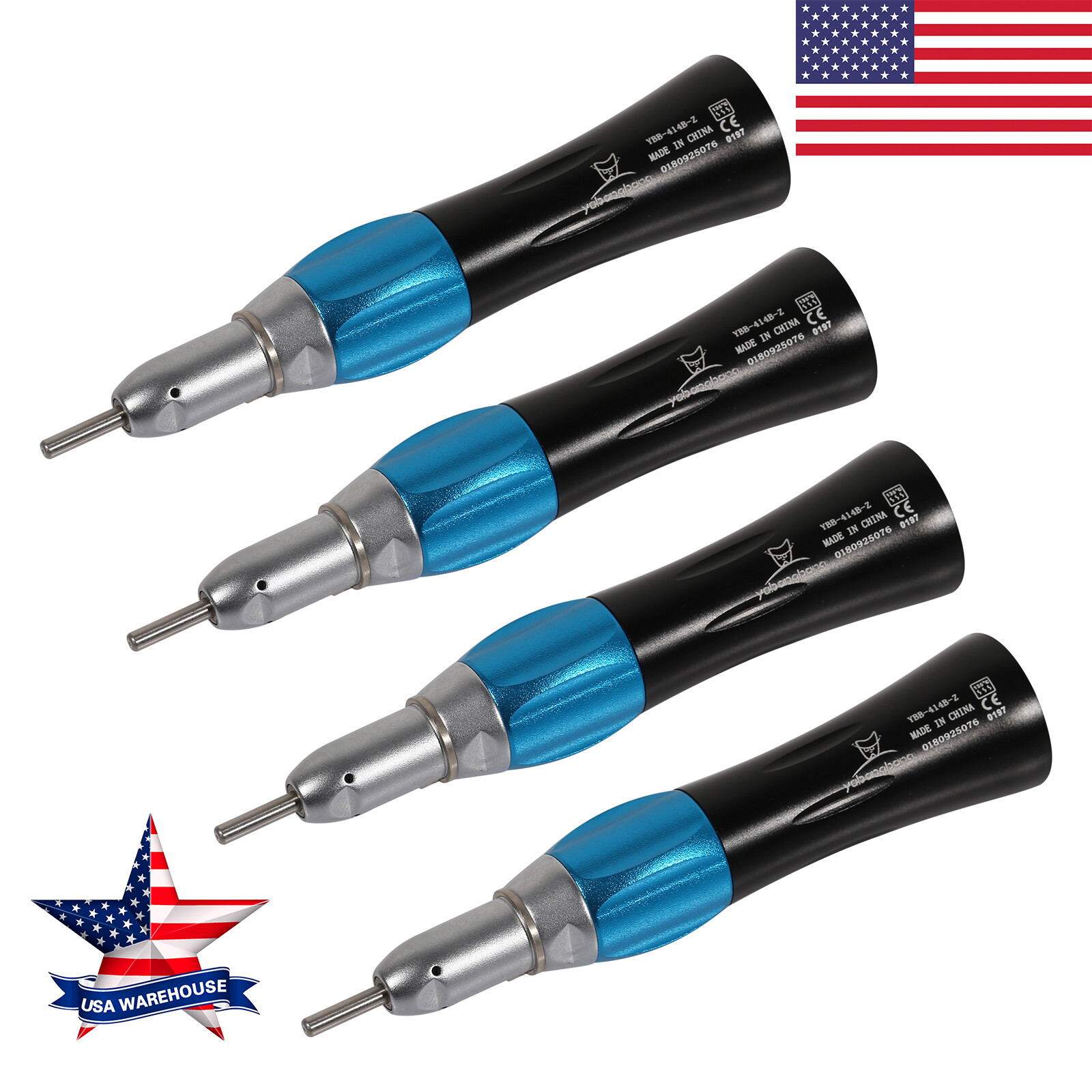 4*Yabangbang Dental Slow Speed Handpiece Straight Nosecone 1:1 E-Type Black