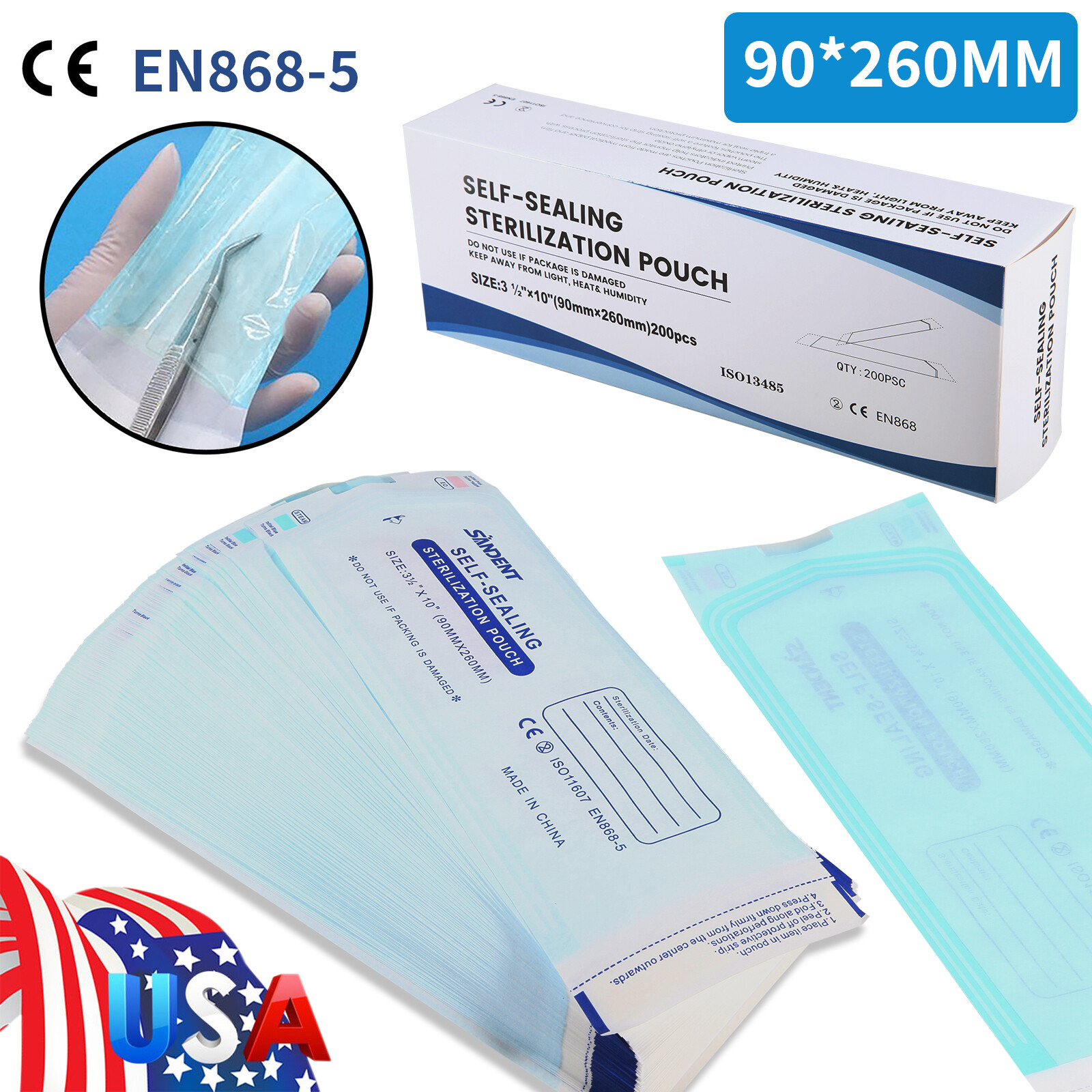 3.5″ X 10″ Self Sterilization Pouches Autoclave Pouch, Sterilizer Bags Dental de