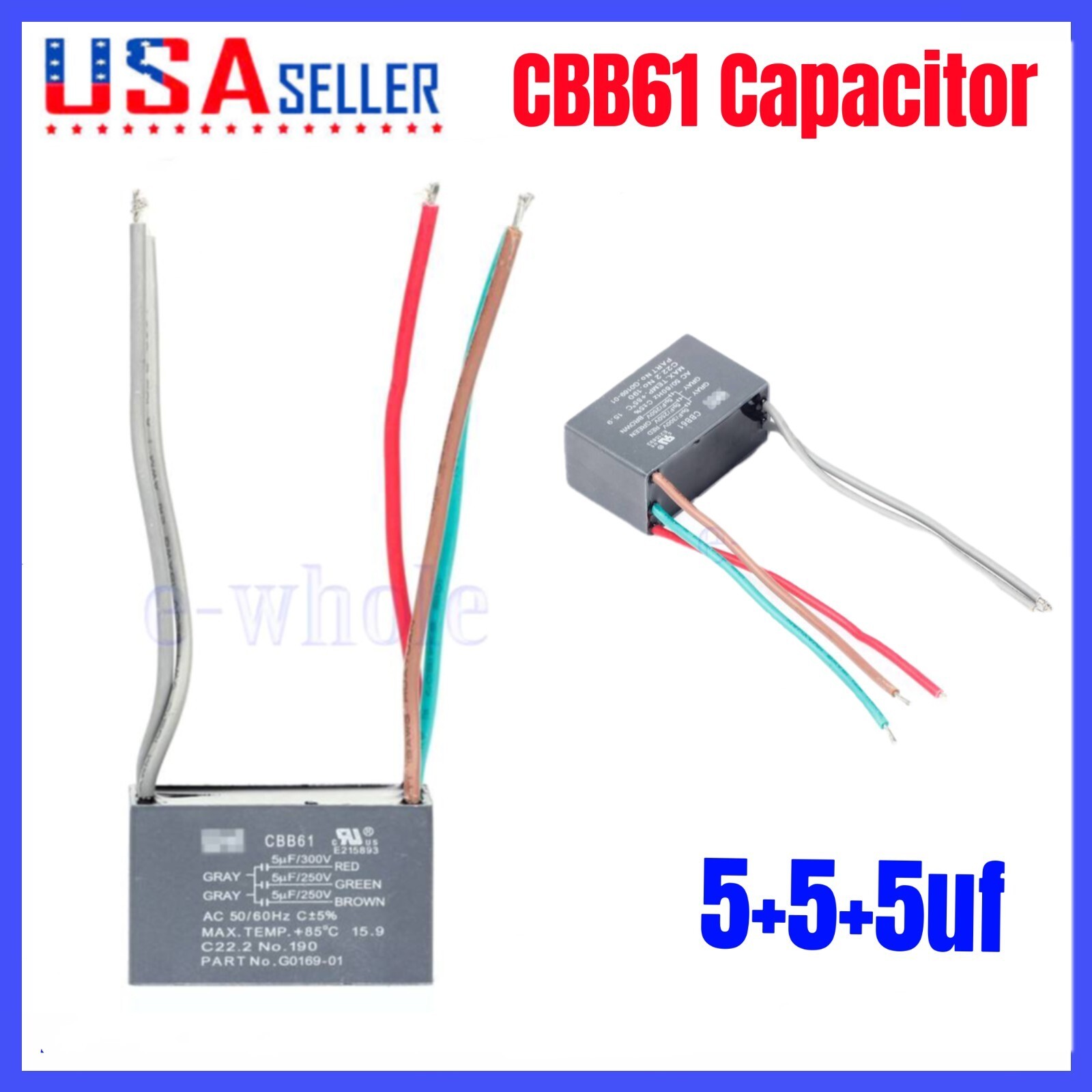 Ceiling Fan Capacitor 5 Wire CBB61 5+5+5uf 250V-300V AC 50/60 Hz Power Relay NEW