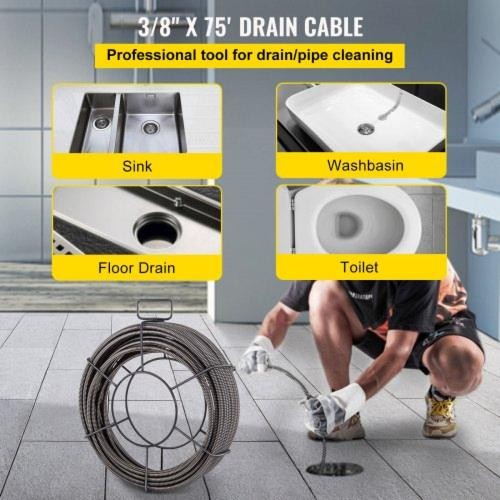 Drain Cleaning Cable 75 Feet x 38 Inch Solid Core Cable Sewer Cable Drain