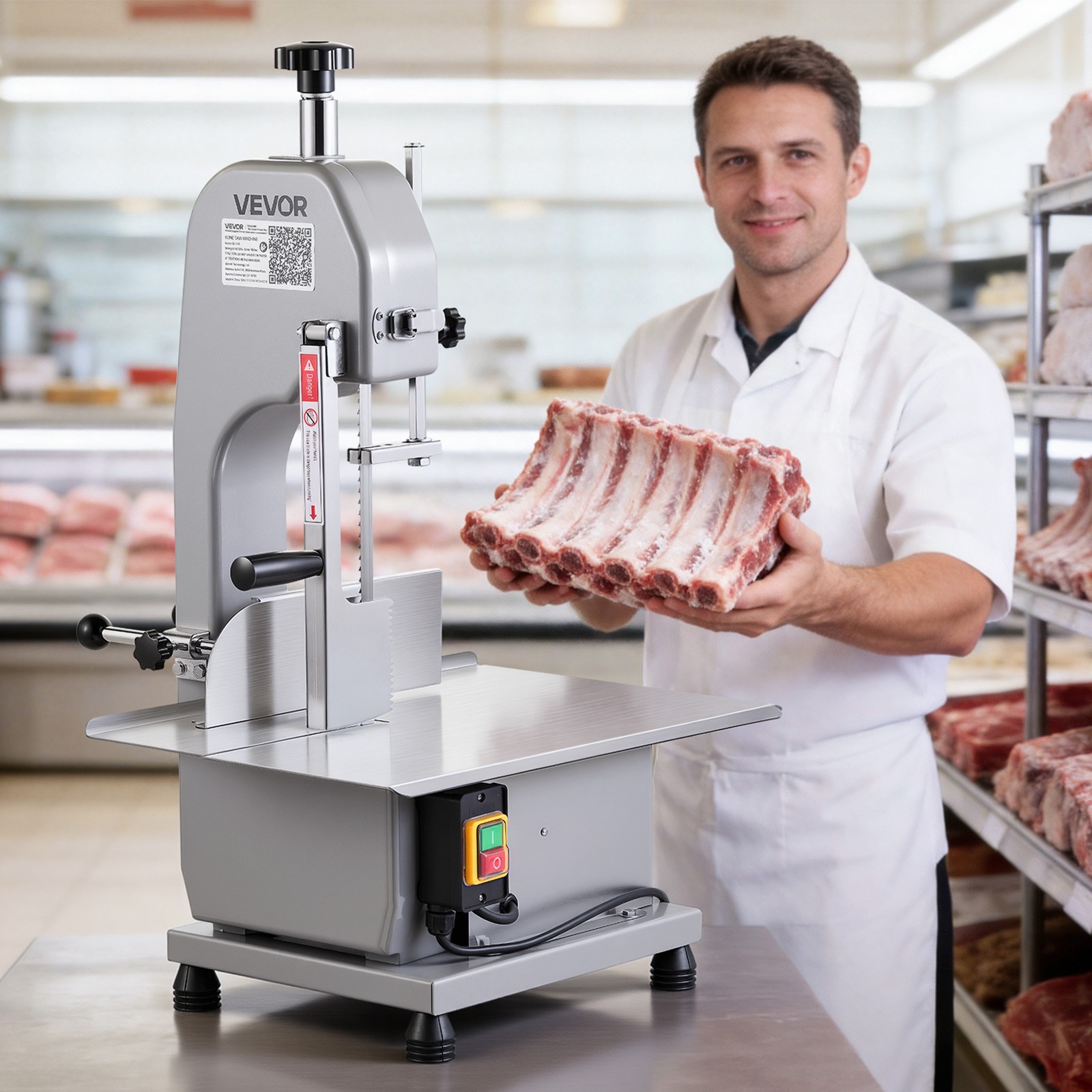 VEVOR Commercial Electric Meat Bandsaw 1100/1500W Bone Saw Frozen Bones & Meat