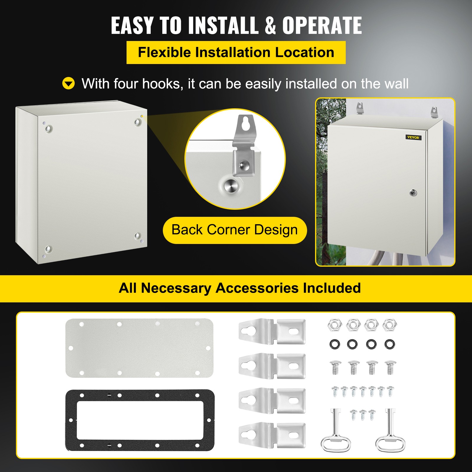 Carbon Steel Electrical Enclosure Box 20x16x8″ IP65 Wall Junction Box Outdoor
