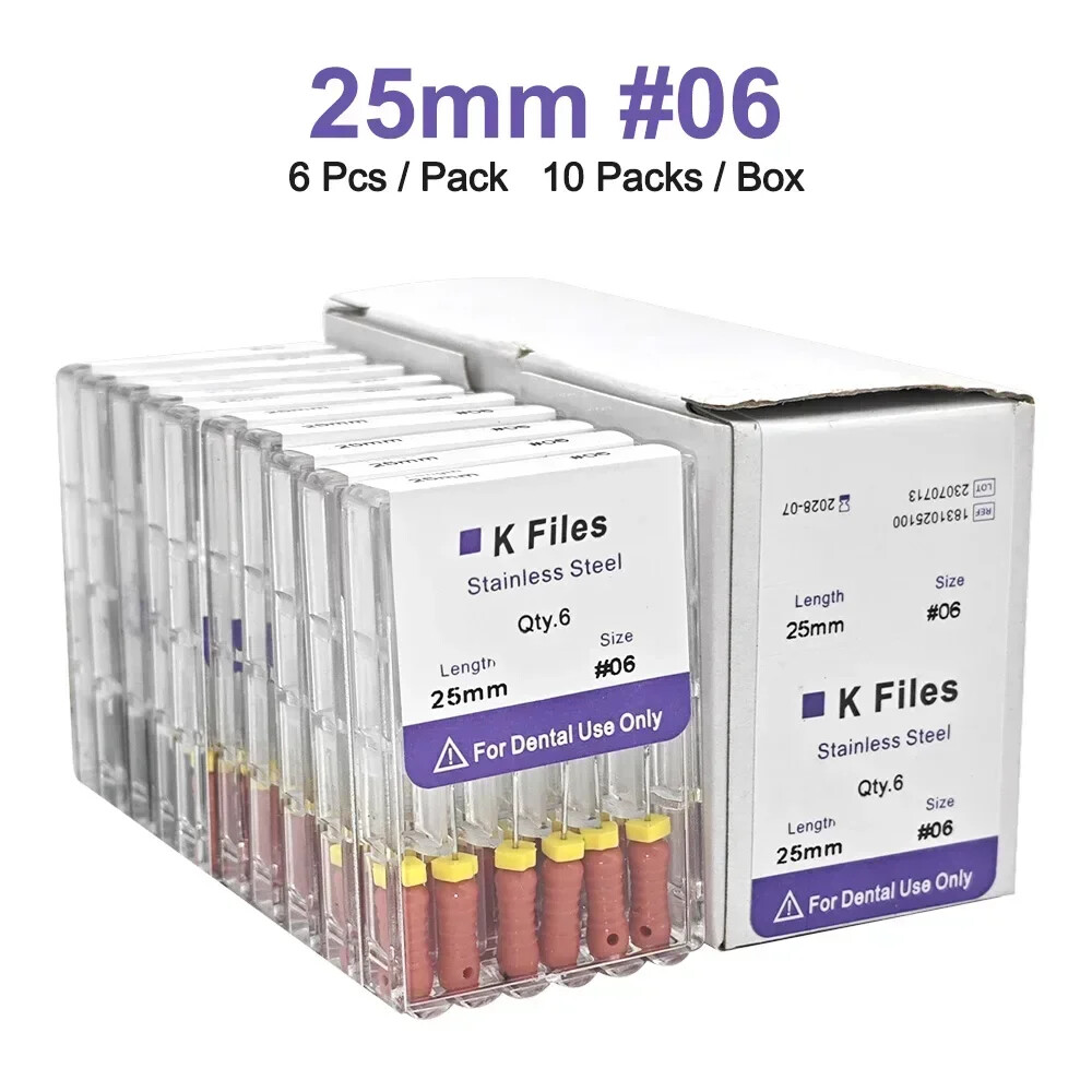Dental Endo Root Canal File K-files 25mm Stainless Steel #6#8#10#15-45 Hand File