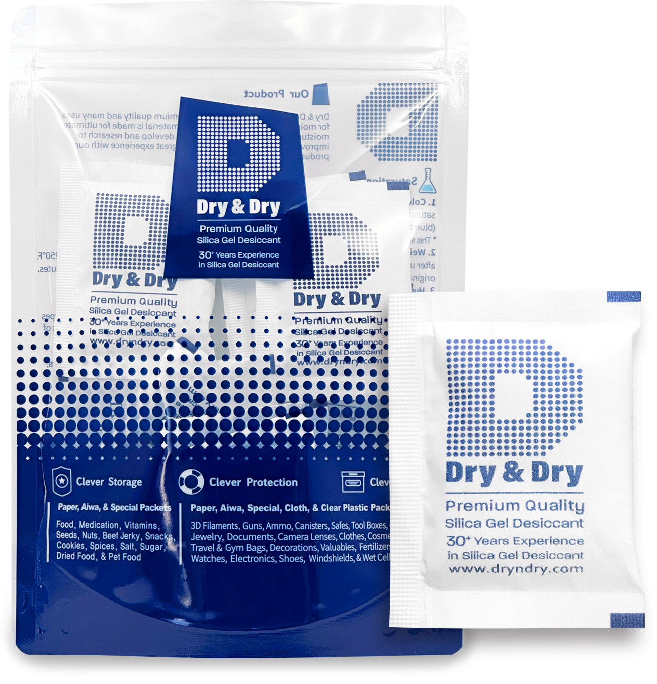 10 gram X 60 PK “Dry & Dry” Silica Gel Desiccant Packets(Reusable)-FDA Compliant