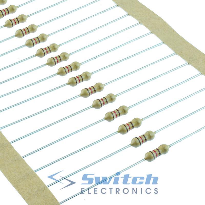 1r to 10M Ohm – 0.25W Carbon Film Resistors 5% Tolerance – 10 or 50 Pack