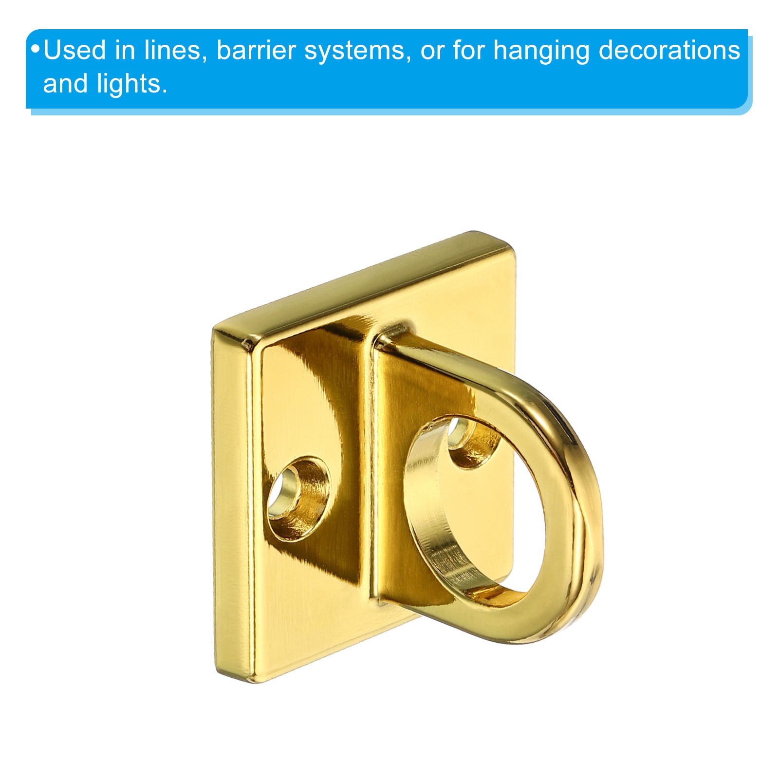 Pad Eye Plate U Hooks Ceiling Hook Wall Mount Loop for Hanging Ropes Golden