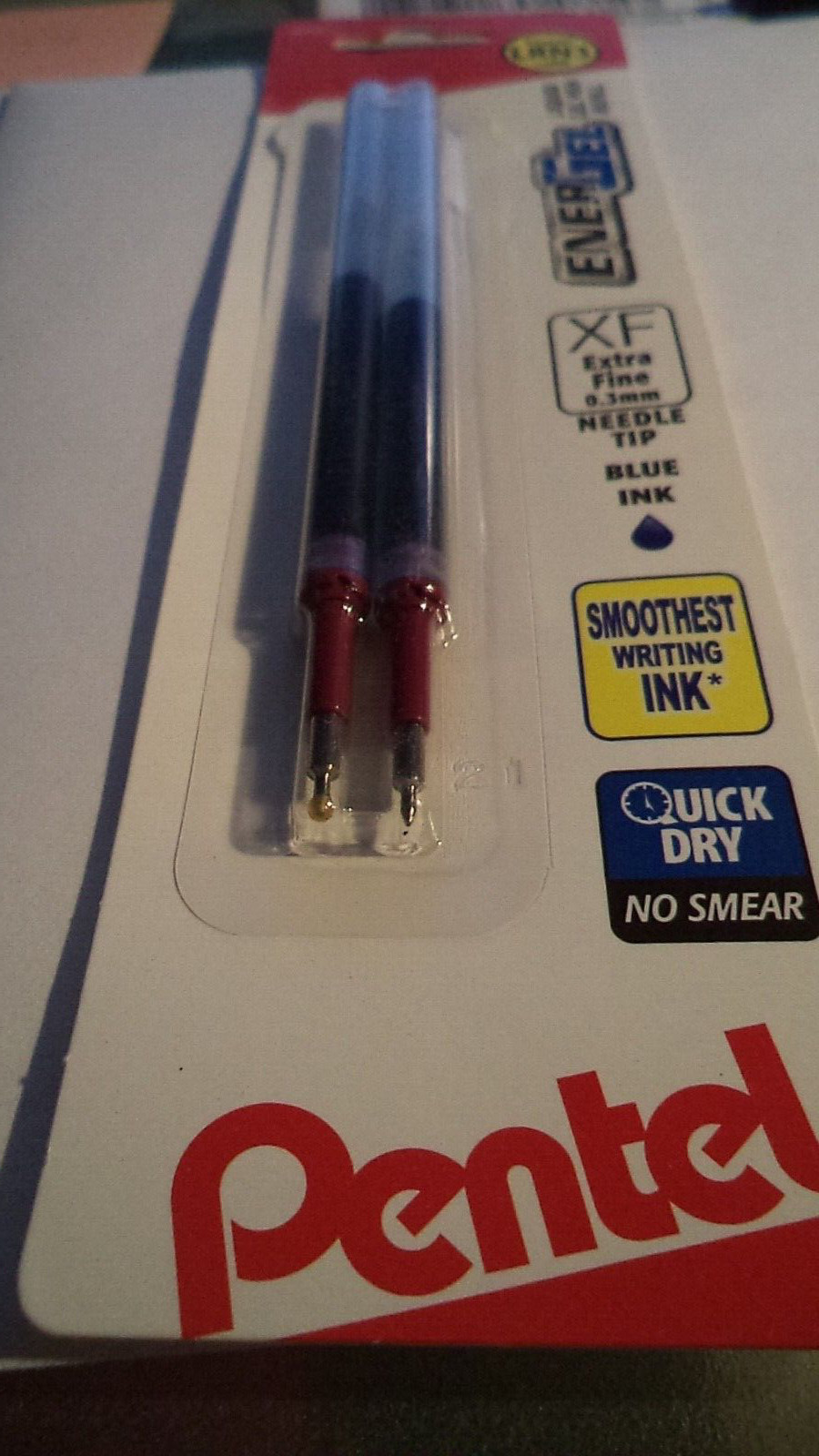 2×3 Pentel EnerGel Pen Refill Metal Tip Liquid Gel Ink BLUE EXTRA FINE XF 0.3MM