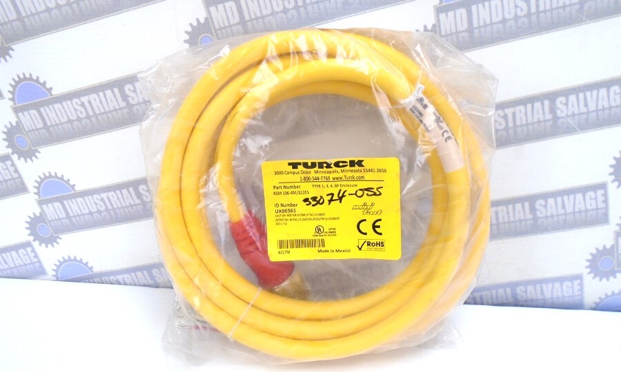 TURCK – RSM 106-4M/S1055 – 4M(13ft) – 600V – 1-1/8″ Male 10-Pin to Bare Wire NEW