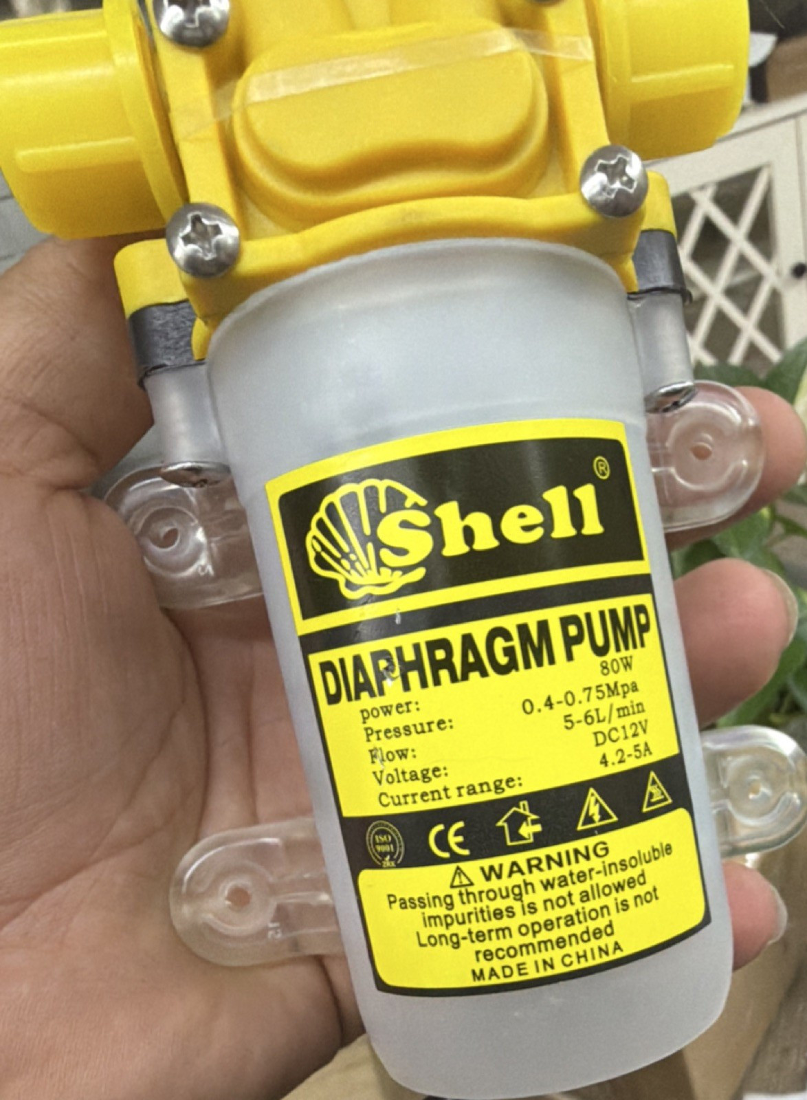Shell Diaphragm Pump 80W 0.4-0.75MPa 5L/min DC12-24V
