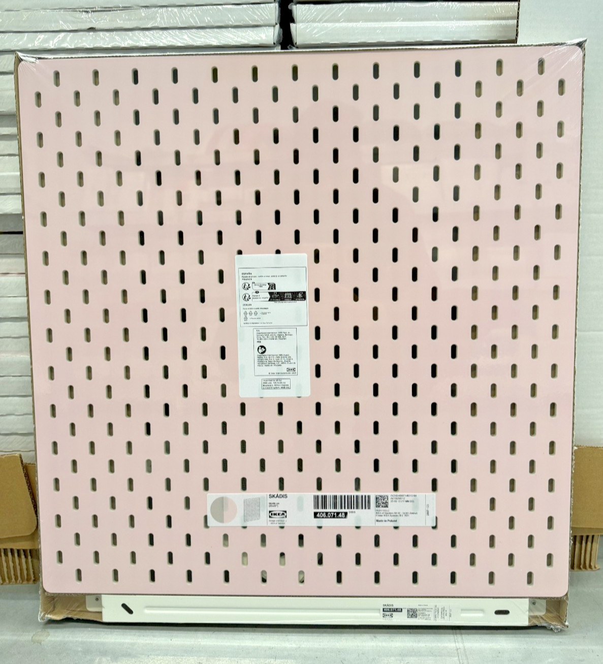IKEA SKÅDIS Pegboard Pink/Beige 22×22″ Wall Organizer 406.071.48-NEW
